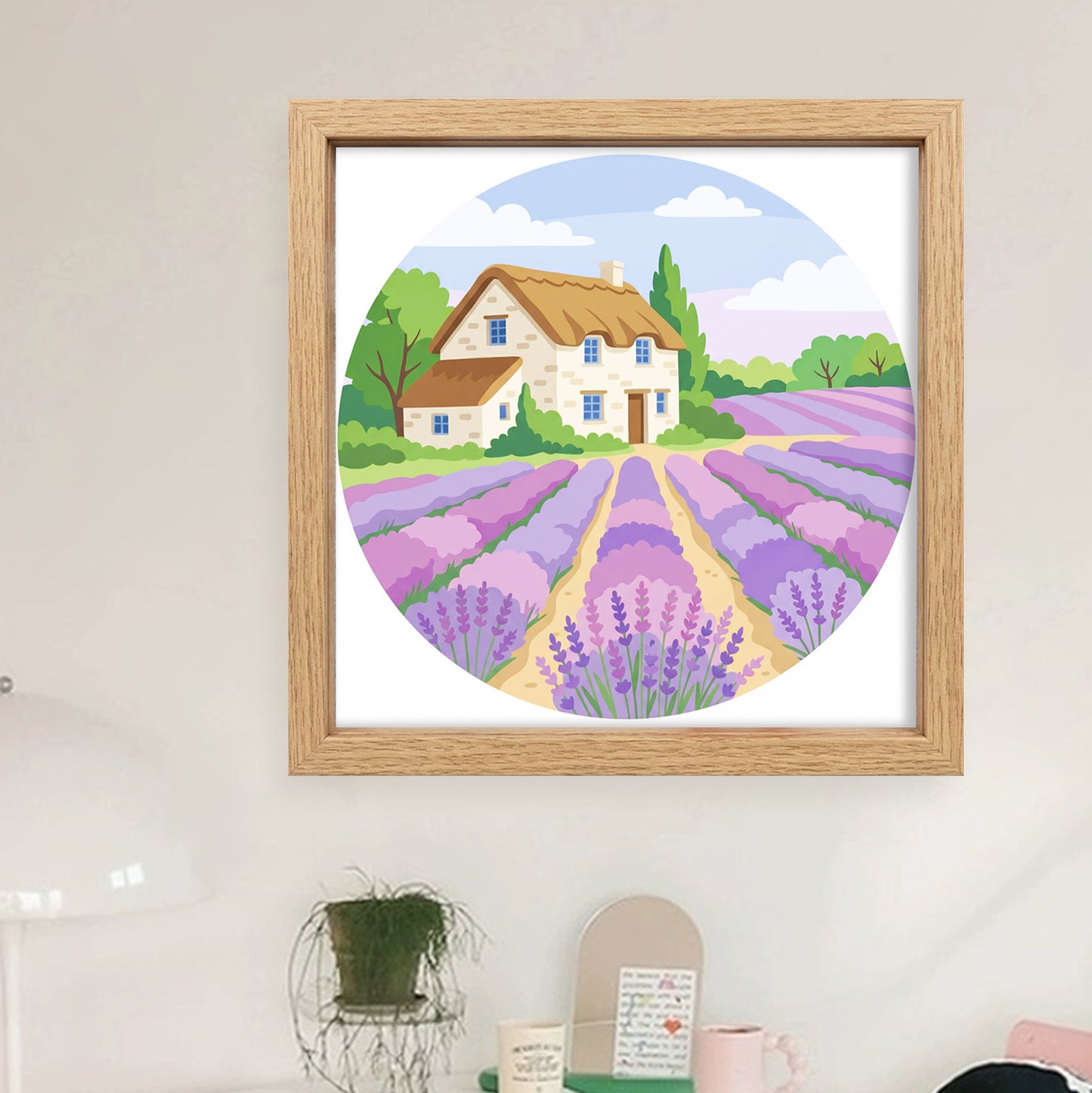 Lavender - Partial 11CT Stamped Cross Stitch - Bead Embroidery 36x36CM/14.17x14.17in