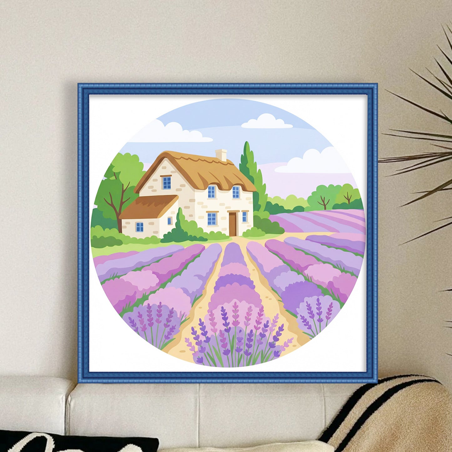Lavender - Partial 11CT Stamped Cross Stitch - Bead Embroidery 36x36CM/14.17x14.17in