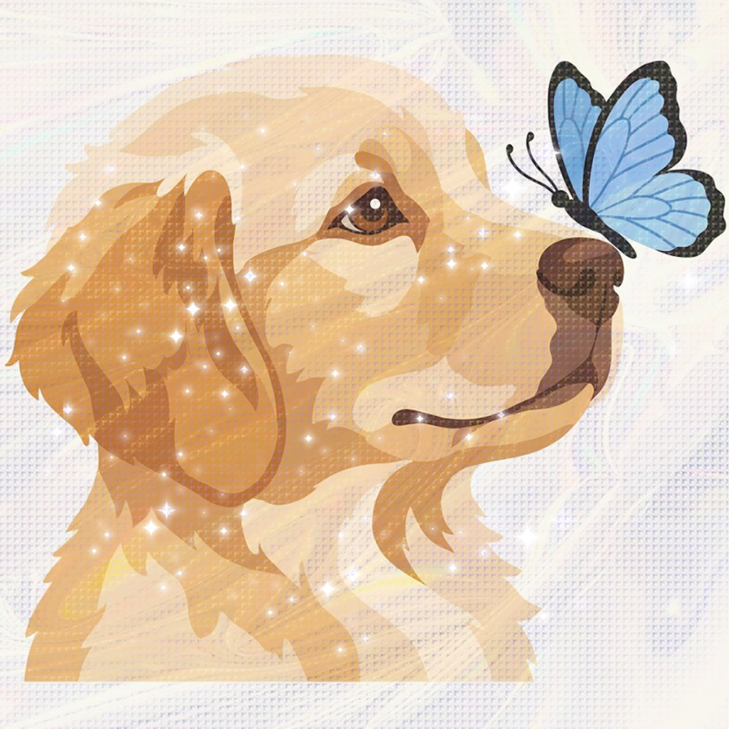 Golden Retriever - Partial 11CT Stamped Cross Stitch - Bead Embroidery 36x36CM/14.17x14.17in