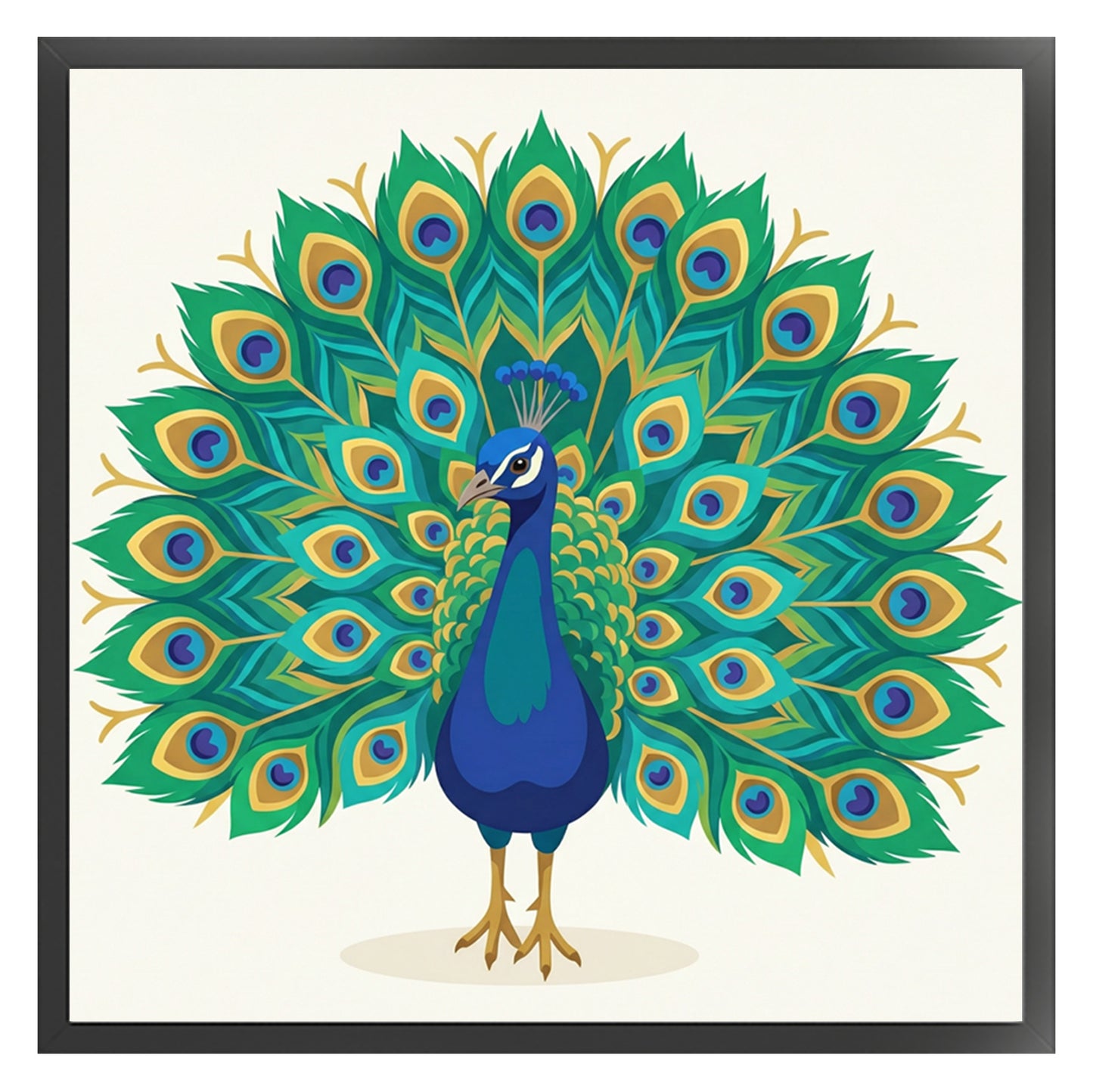 Peacock - Partial 11CT Stamped Cross Stitch - Bead Embroidery 36x36CM/14.17x14.17in