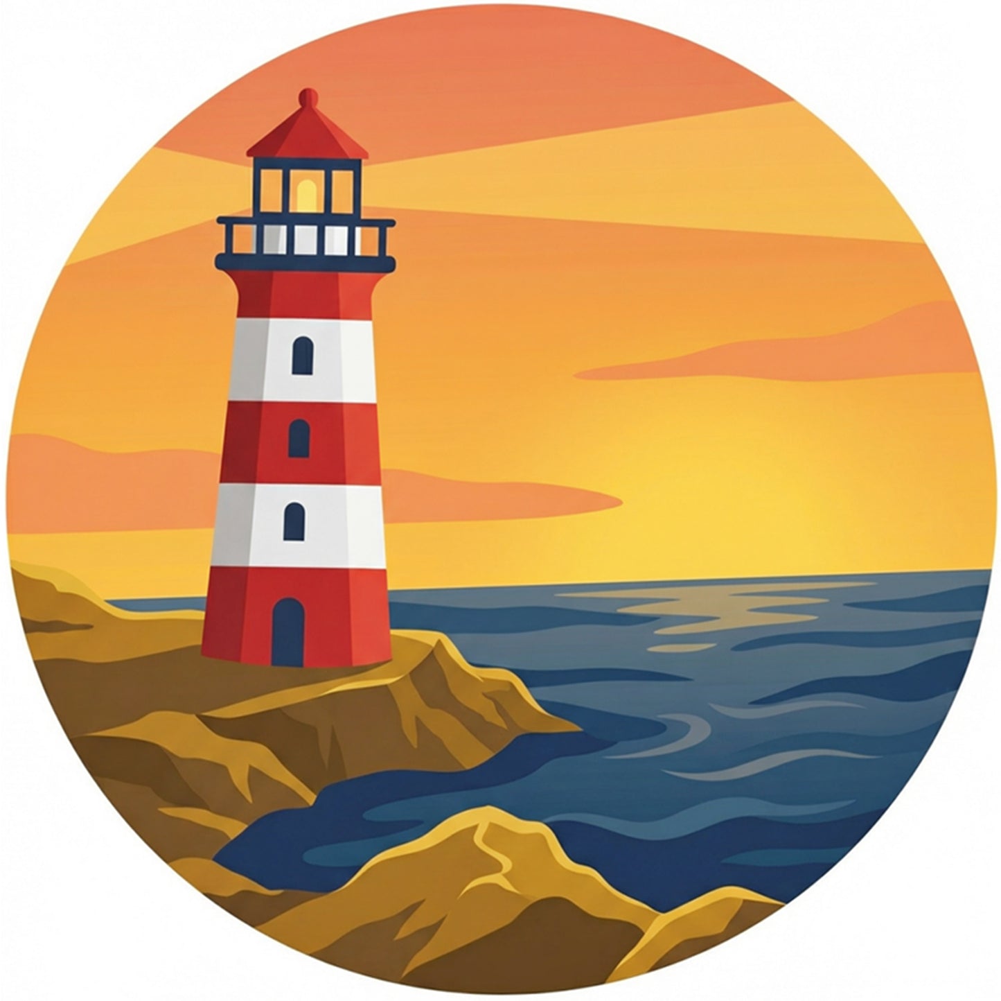 Lighthouse - Partial 11CT Stamped Cross Stitch - Bead Embroidery 36x36CM/14.17x14.17in