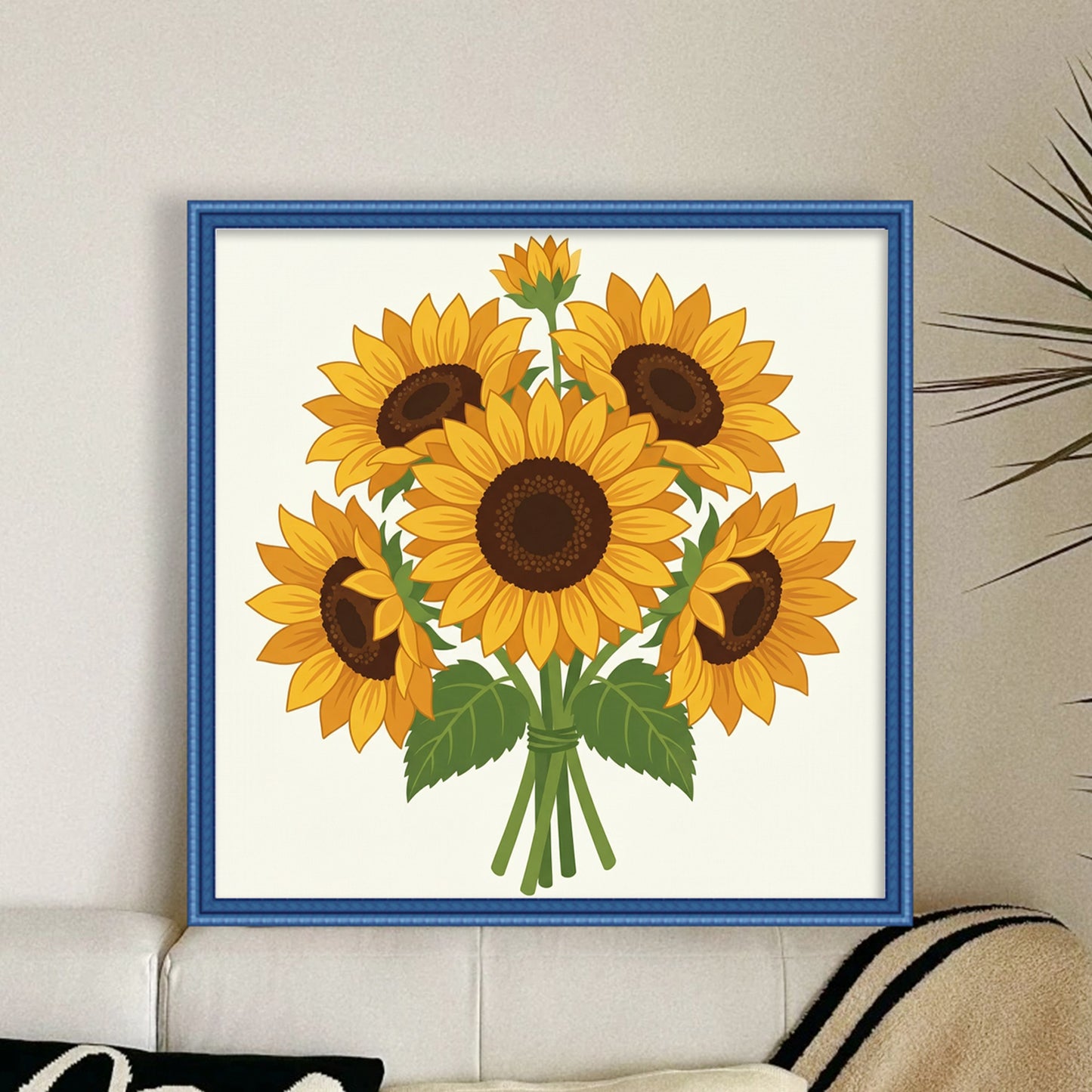 Sunflower - Partial 11CT Stamped Cross Stitch - Bead Embroidery 36x36CM/14.17x14.17in