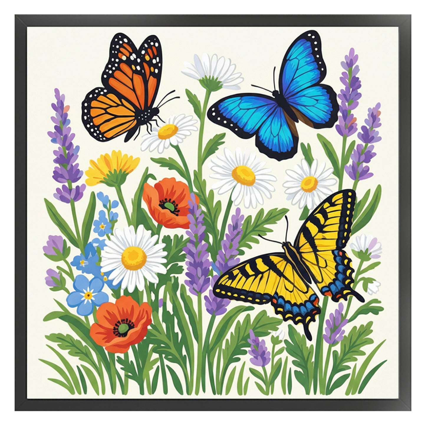 Butterfly - Partial 11CT Stamped Cross Stitch - Bead Embroidery 36x36CM/14.17x14.17in