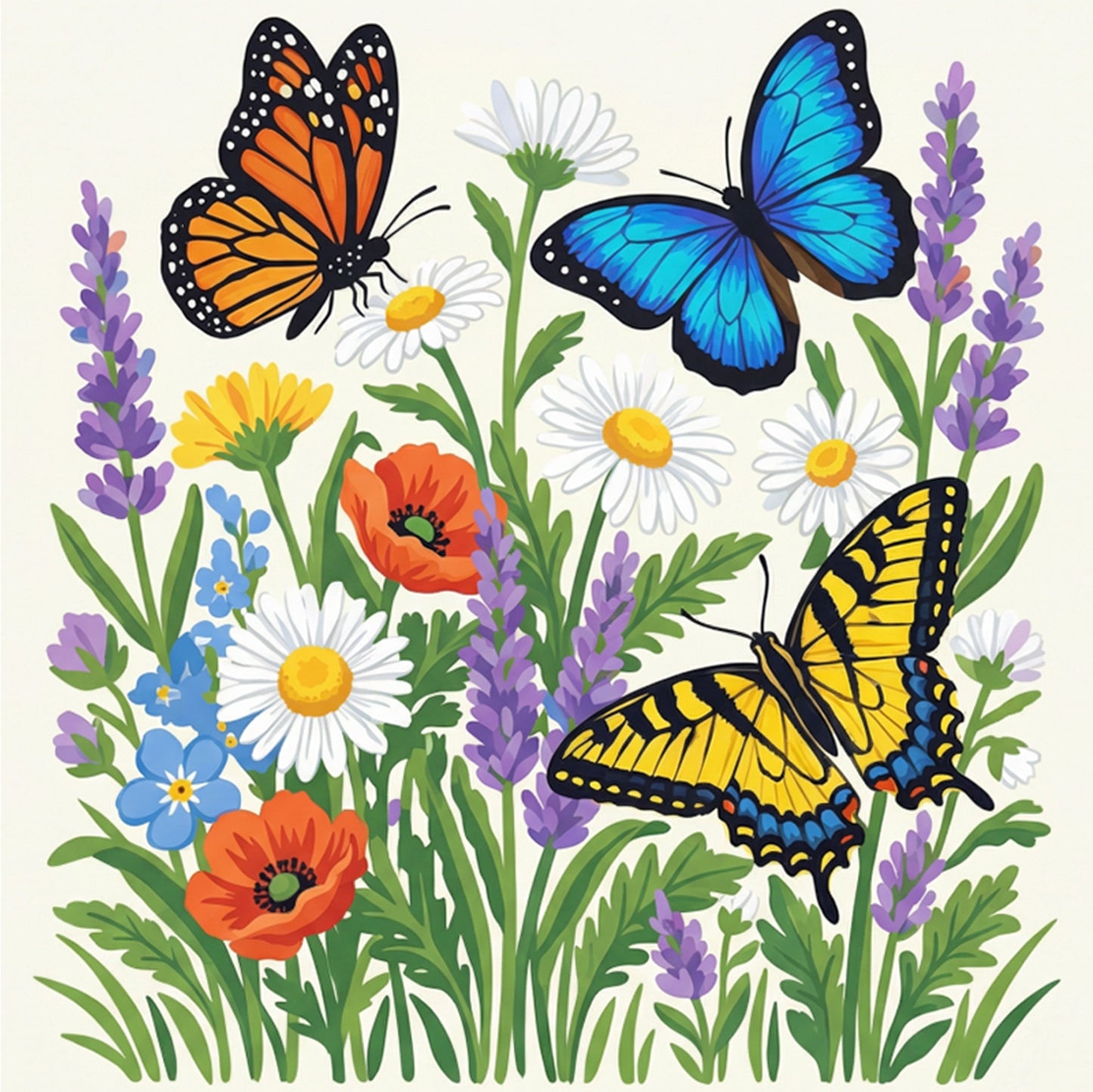 Butterfly - Partial 11CT Stamped Cross Stitch - Bead Embroidery 36x36CM/14.17x14.17in