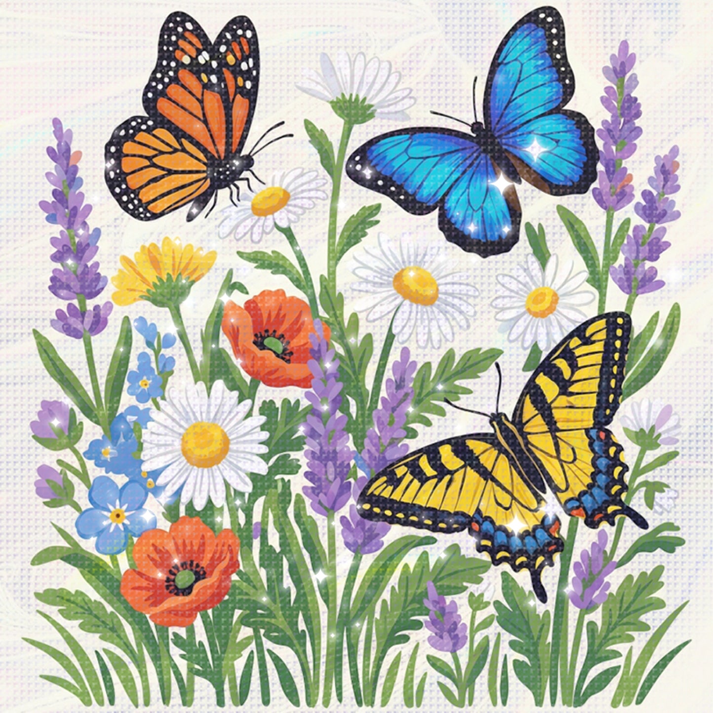 Butterfly - Partial 11CT Stamped Cross Stitch - Bead Embroidery 36x36CM/14.17x14.17in