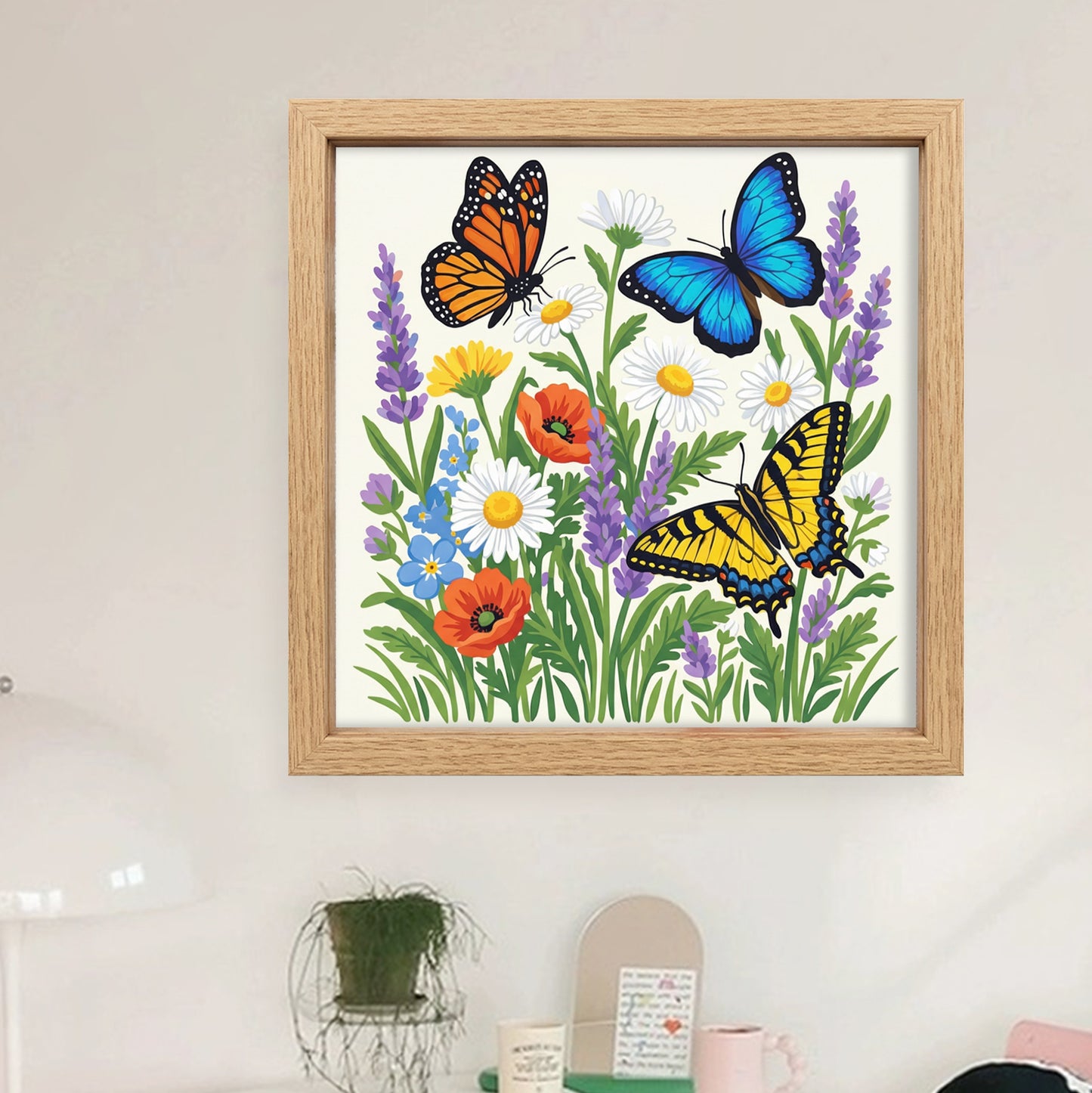 Butterfly - Partial 11CT Stamped Cross Stitch - Bead Embroidery 36x36CM/14.17x14.17in