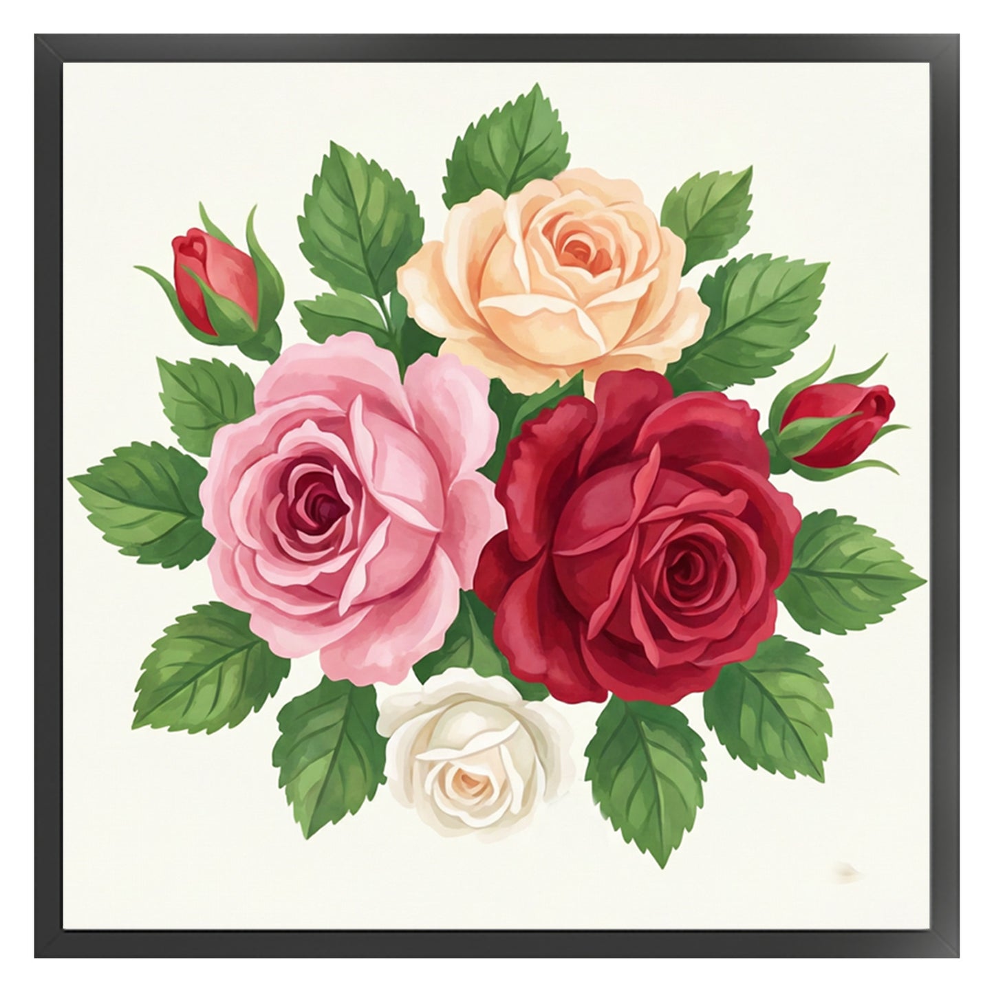 Roses - Partial 11CT Stamped Cross Stitch - Bead Embroidery 36x36CM/14.17x14.17in