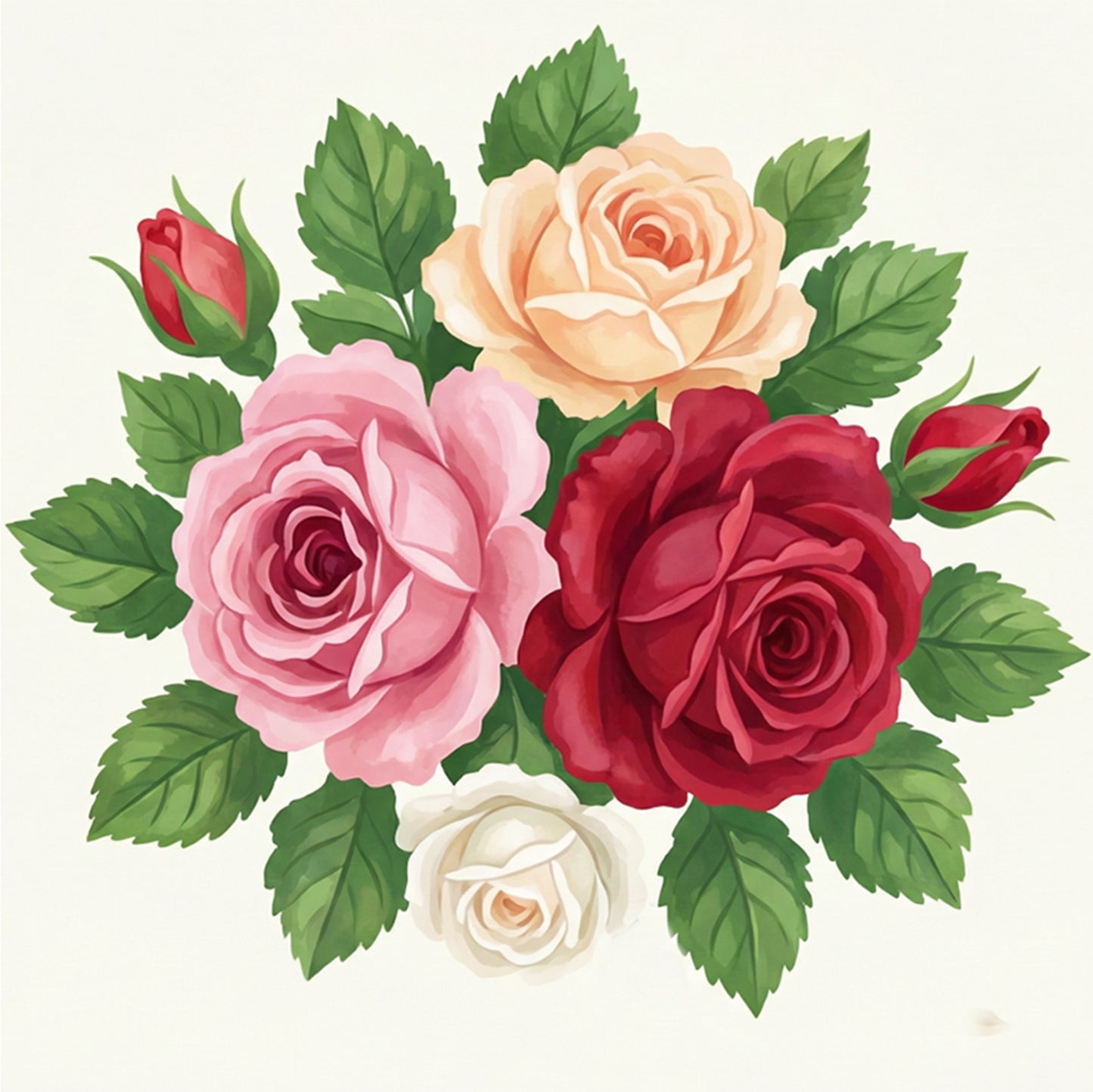 Roses - Partial 11CT Stamped Cross Stitch - Bead Embroidery 36x36CM/14.17x14.17in