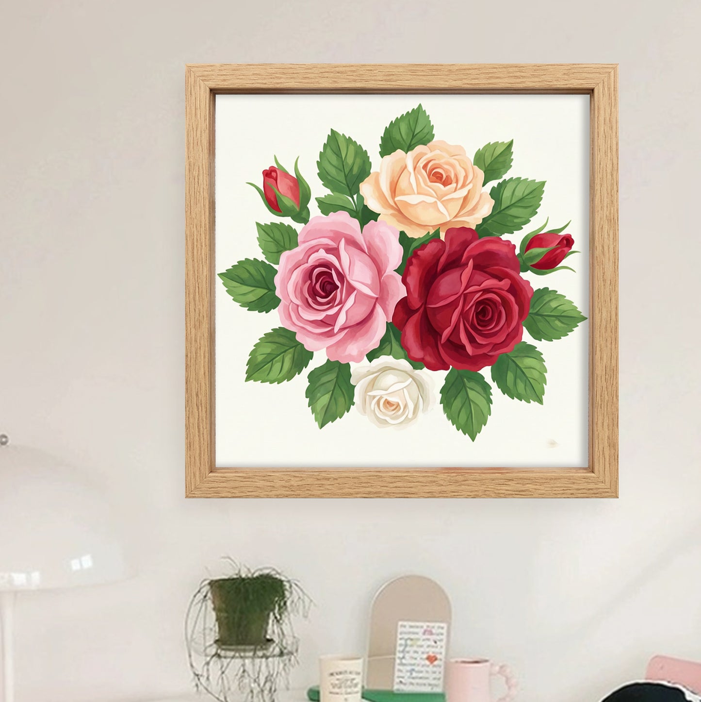 Roses - Partial 11CT Stamped Cross Stitch - Bead Embroidery 36x36CM/14.17x14.17in