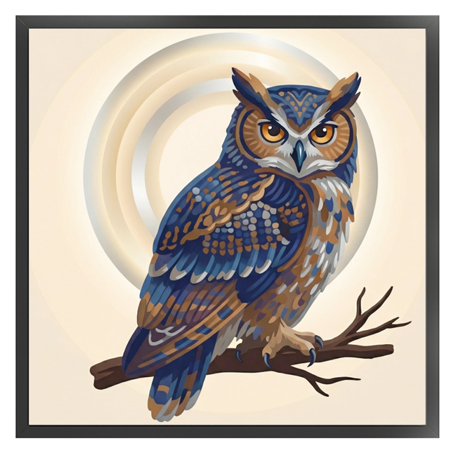 Owl - Partial 11CT Stamped Cross Stitch - Bead Embroidery 36x36CM/14.17x14.17in
