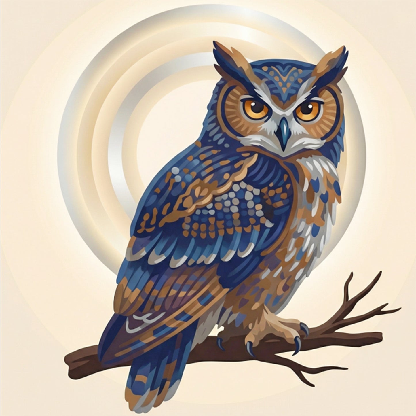 Owl - Partial 11CT Stamped Cross Stitch - Bead Embroidery 36x36CM/14.17x14.17in