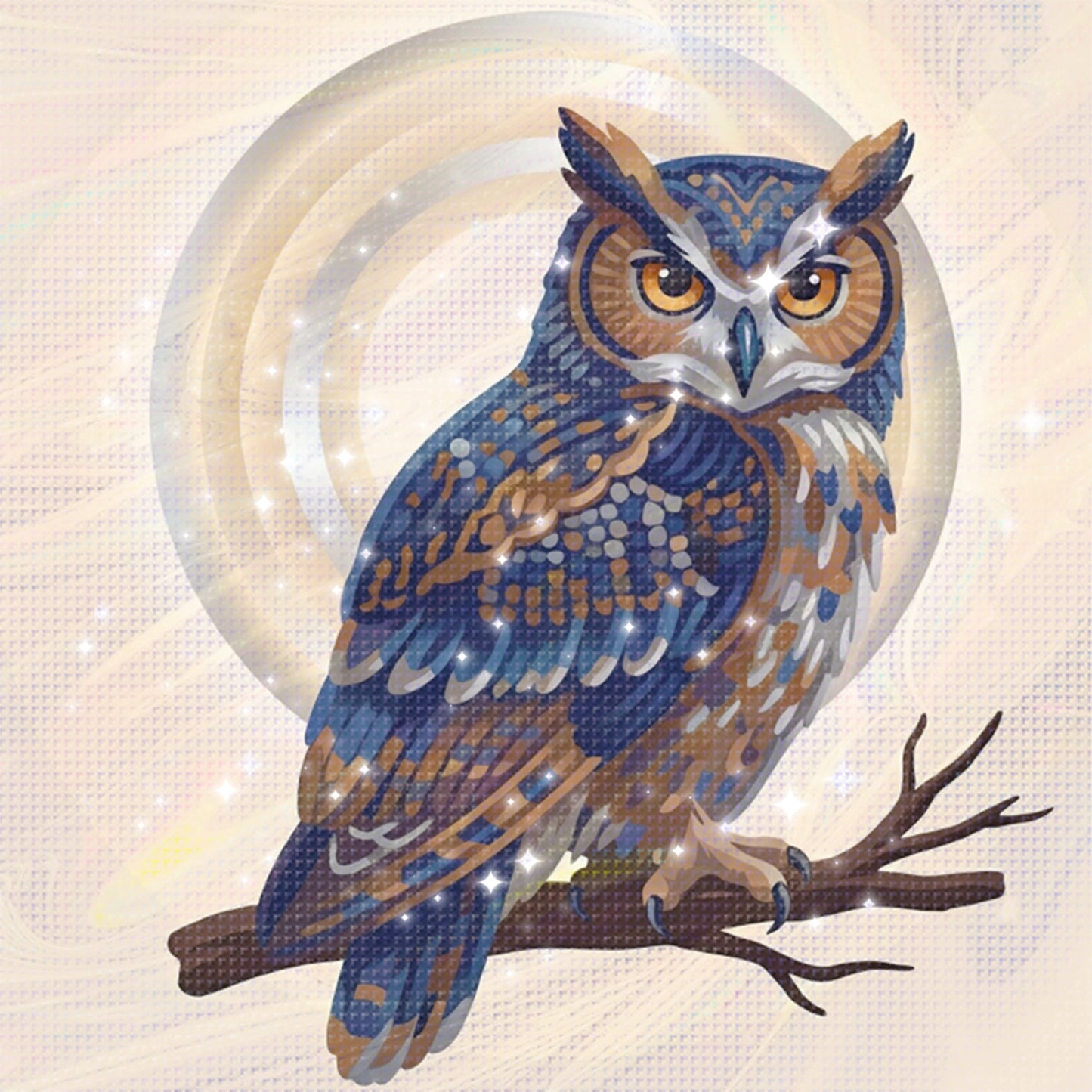 Owl - Partial 11CT Stamped Cross Stitch - Bead Embroidery 36x36CM/14.17x14.17in