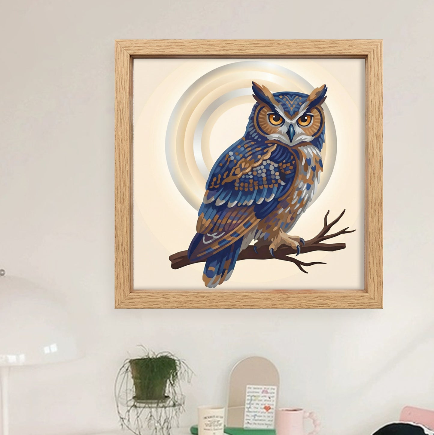 Owl - Partial 11CT Stamped Cross Stitch - Bead Embroidery 36x36CM/14.17x14.17in