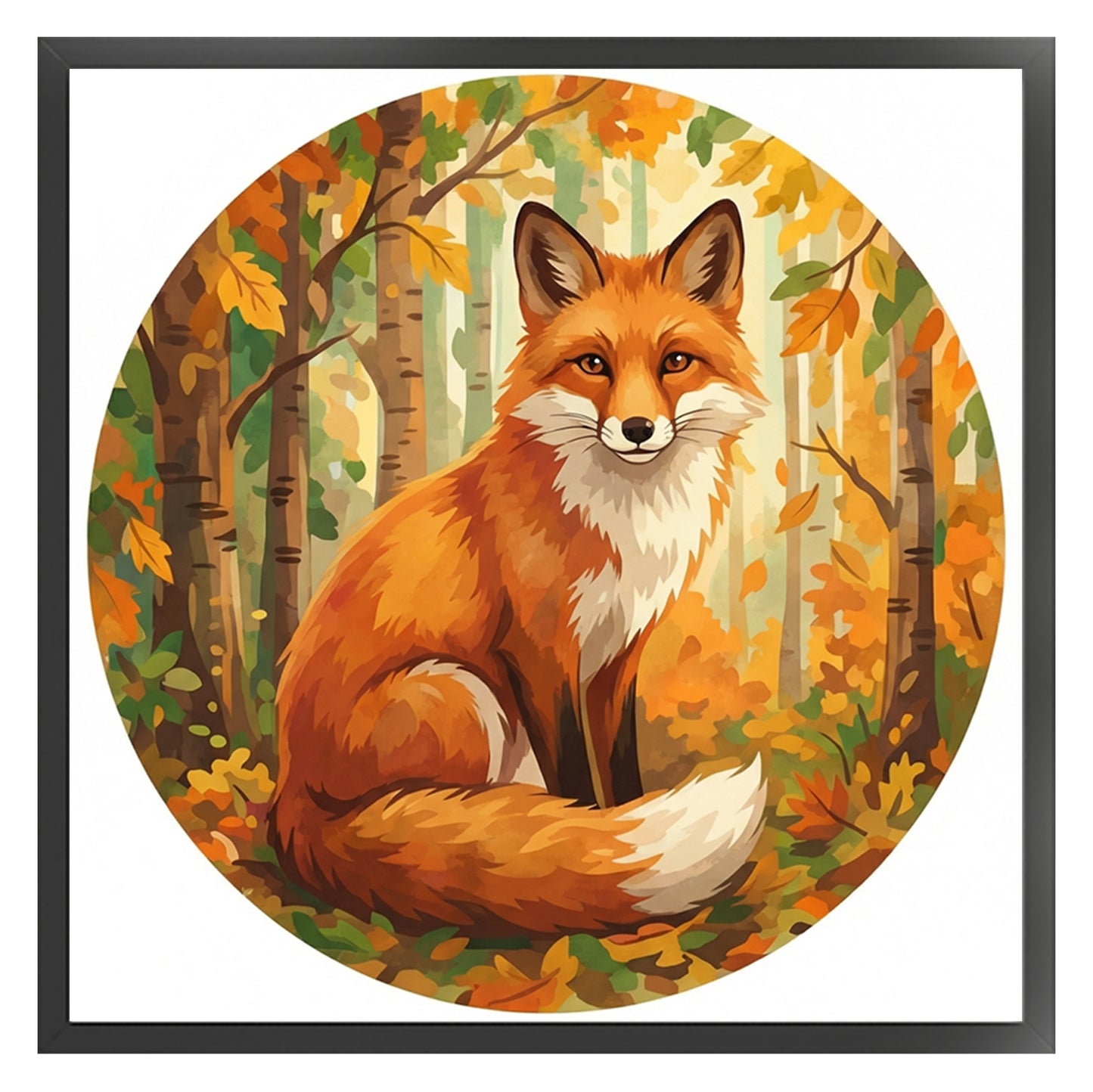 Autumn Vulpine - Partial 11CT Stamped Cross Stitch - Bead Embroidery 36x36CM/14.17x14.17in