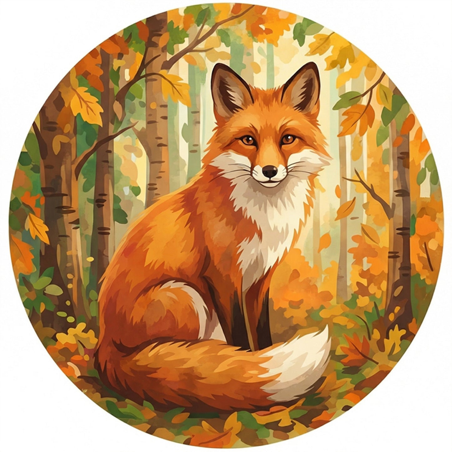 Autumn Vulpine - Partial 11CT Stamped Cross Stitch - Bead Embroidery 36x36CM/14.17x14.17in