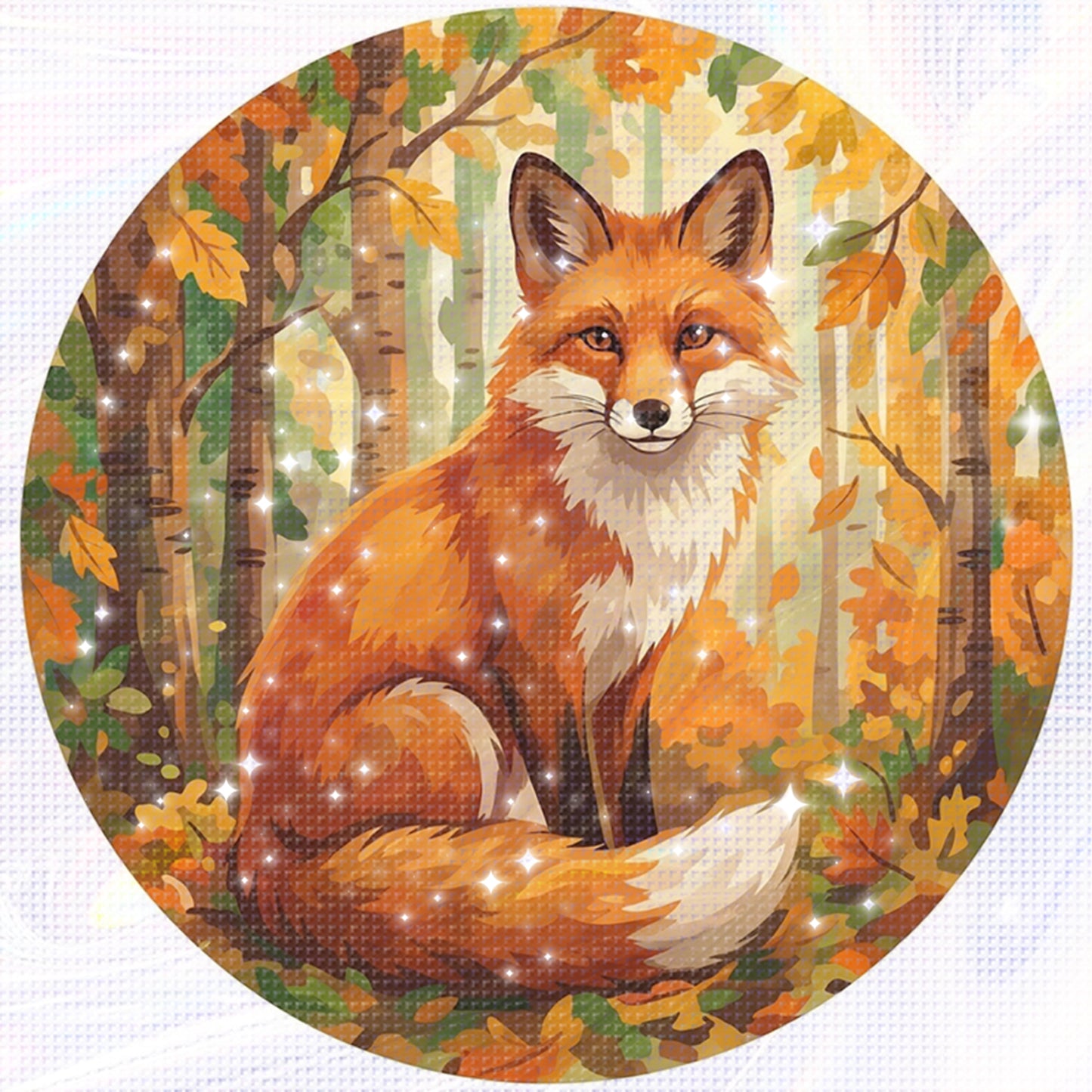 Autumn Vulpine - Partial 11CT Stamped Cross Stitch - Bead Embroidery 36x36CM/14.17x14.17in