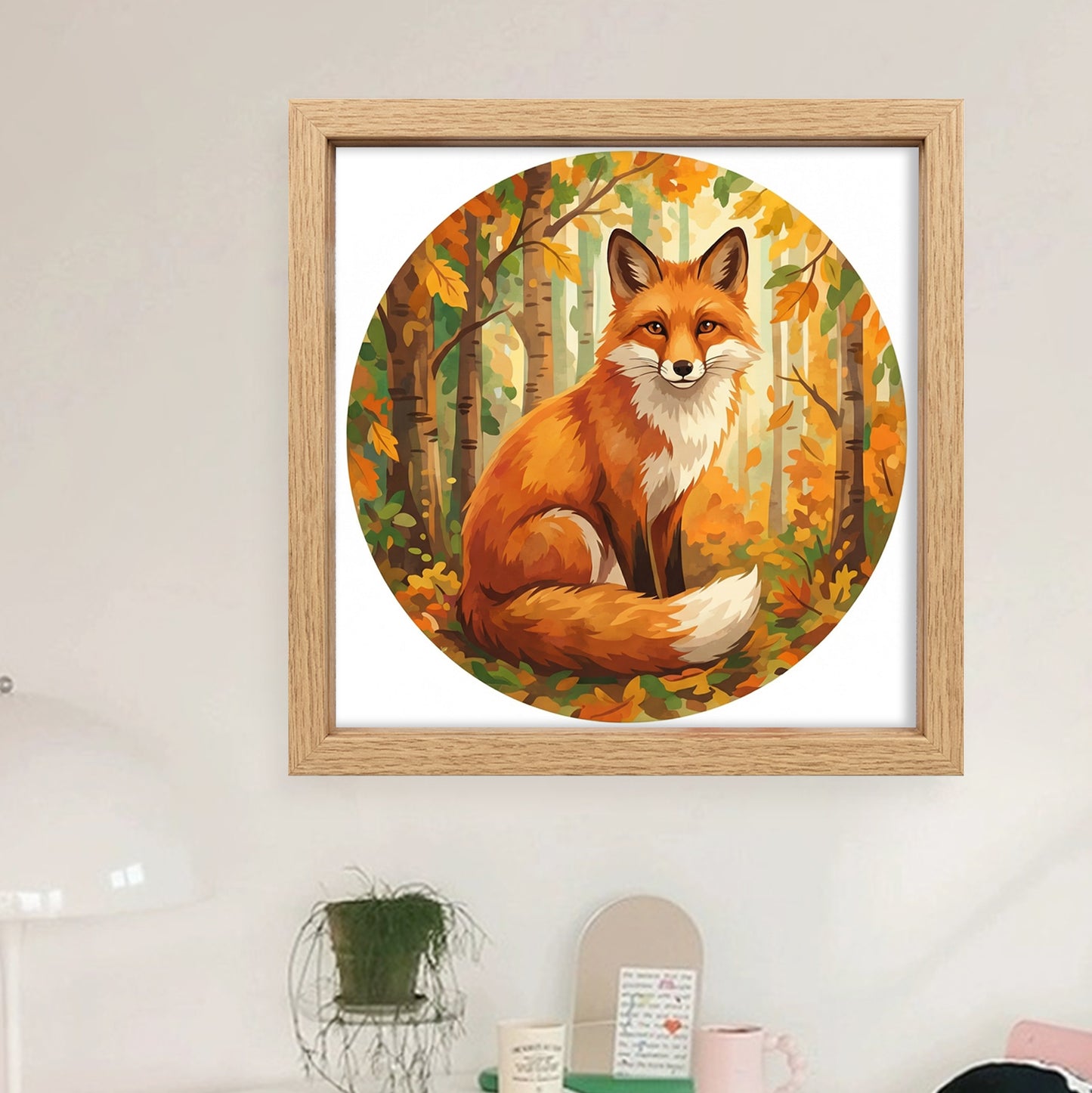 Autumn Vulpine - Partial 11CT Stamped Cross Stitch - Bead Embroidery 36x36CM/14.17x14.17in