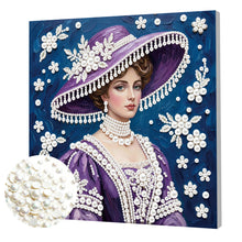 Load image into Gallery viewer, DIY Pearl Painting Kit 25x25CM Lady Framed Handmade Pearl Material Art Set Room Wall Decoration
