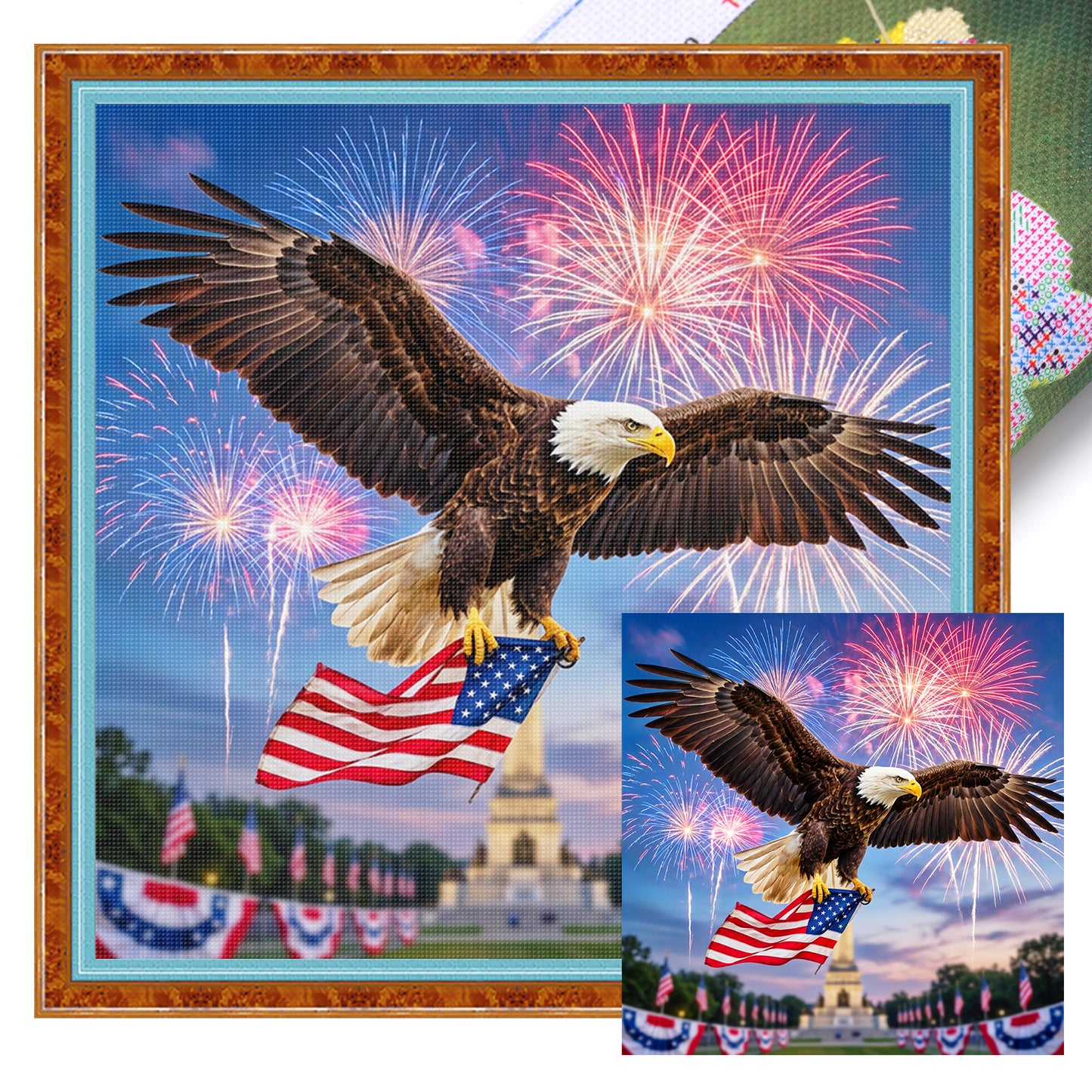 Independence Day - Full 11CT Stamped Cross Stitch 40x40CM - Yishu