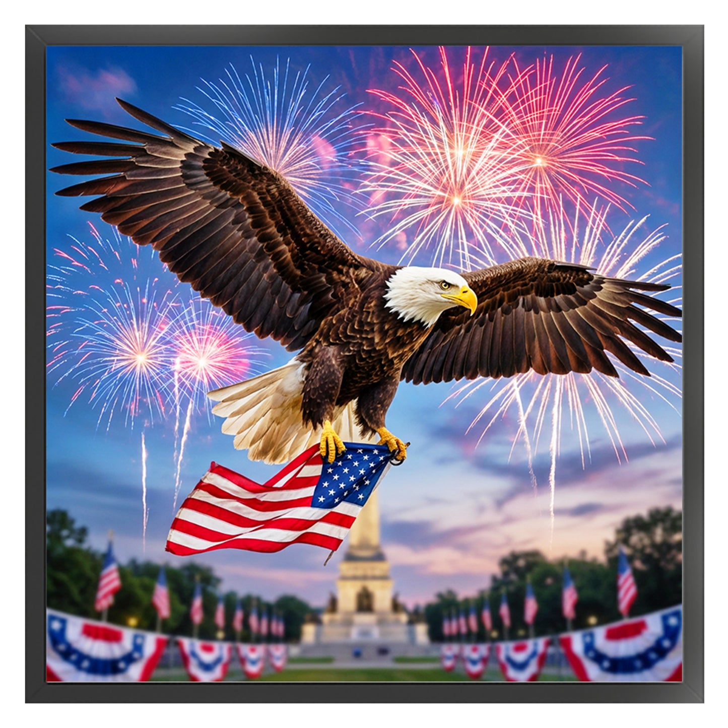 Independence Day - Full 11CT Stamped Cross Stitch 40x40CM - Yishu