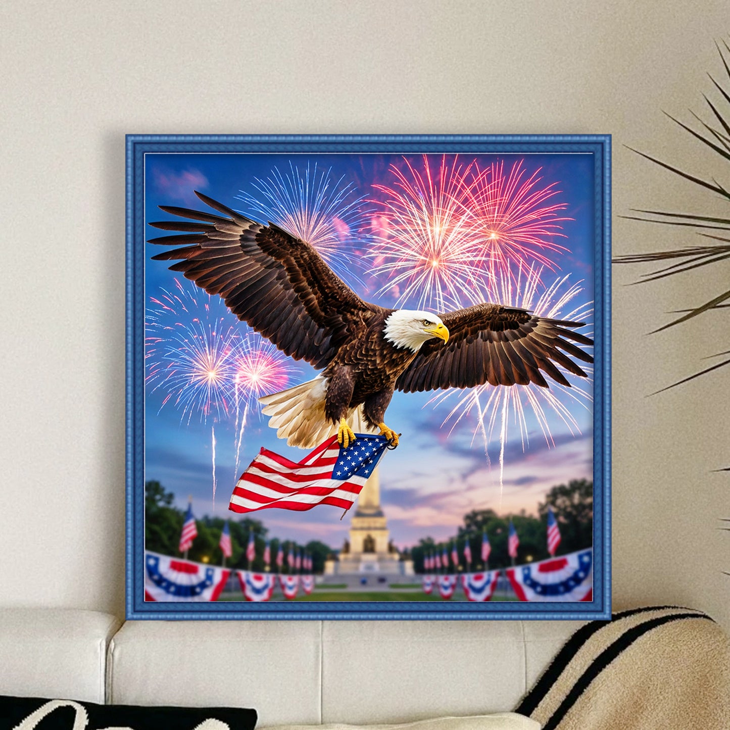 Independence Day - Full 11CT Stamped Cross Stitch 40x40CM - Yishu