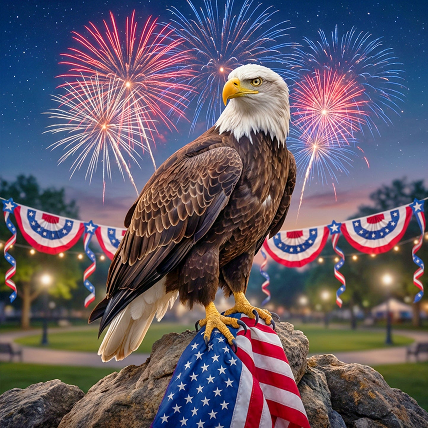 Independence Day - Full 11CT Stamped Cross Stitch 40x40CM - Yishu