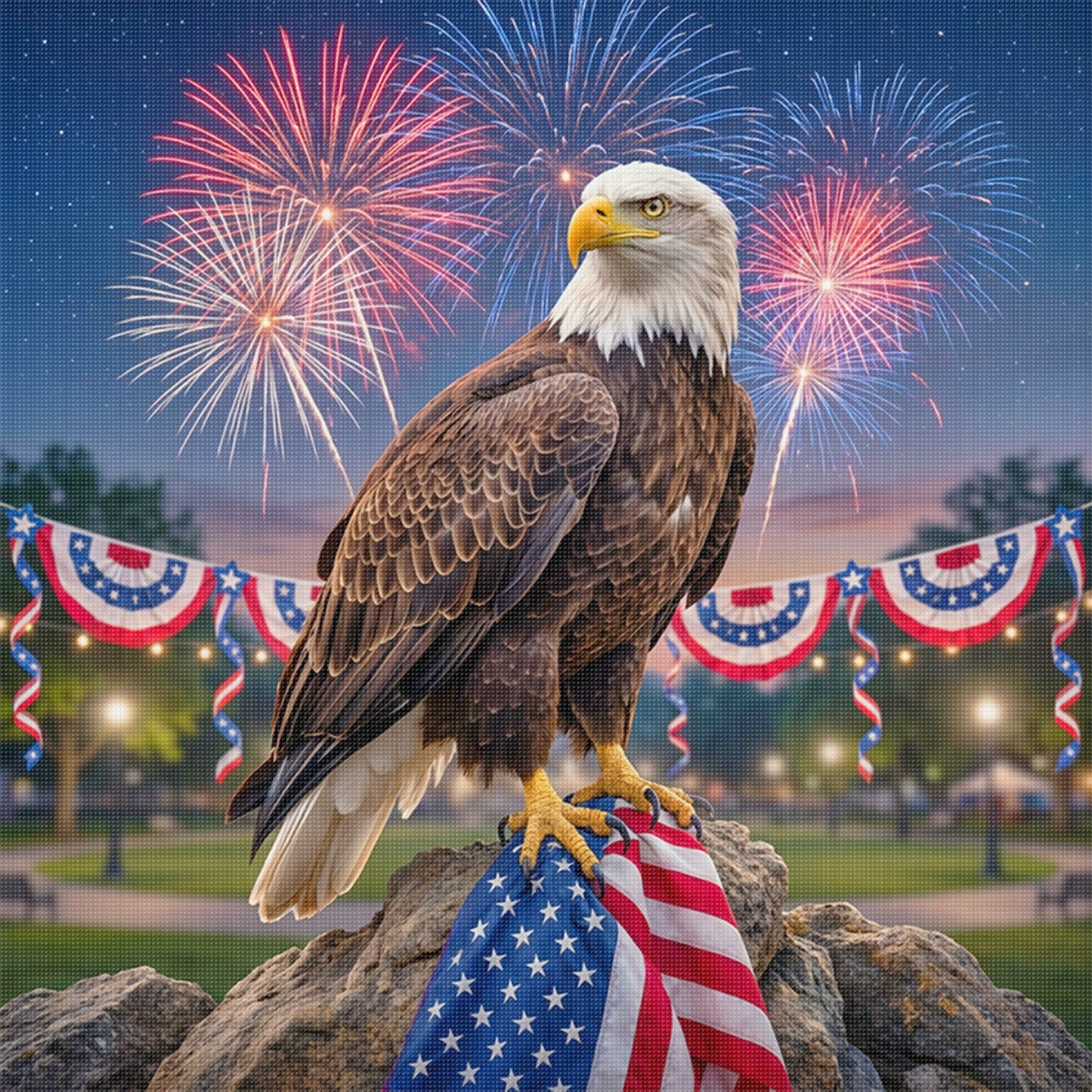 Independence Day - Full 11CT Stamped Cross Stitch 40x40CM - Yishu