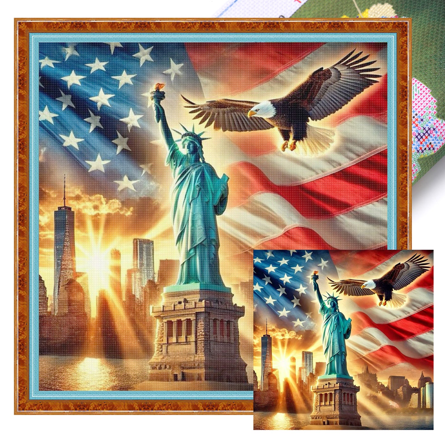 Independence Day - Full 11CT Stamped Cross Stitch 40x40CM - Yishu