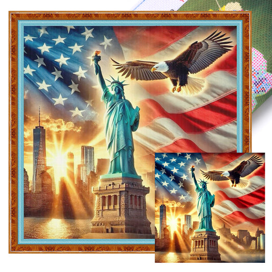 Independence Day - Full 11CT Stamped Cross Stitch 40x40CM - Yishu