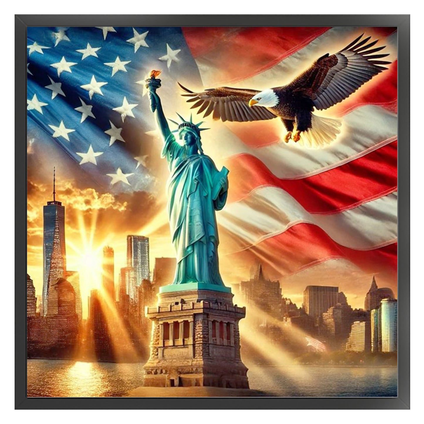 Independence Day - Full 11CT Stamped Cross Stitch 40x40CM - Yishu