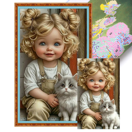Girl - Full 11CT Stamped Cross Stitch 40x65CM - Yishu