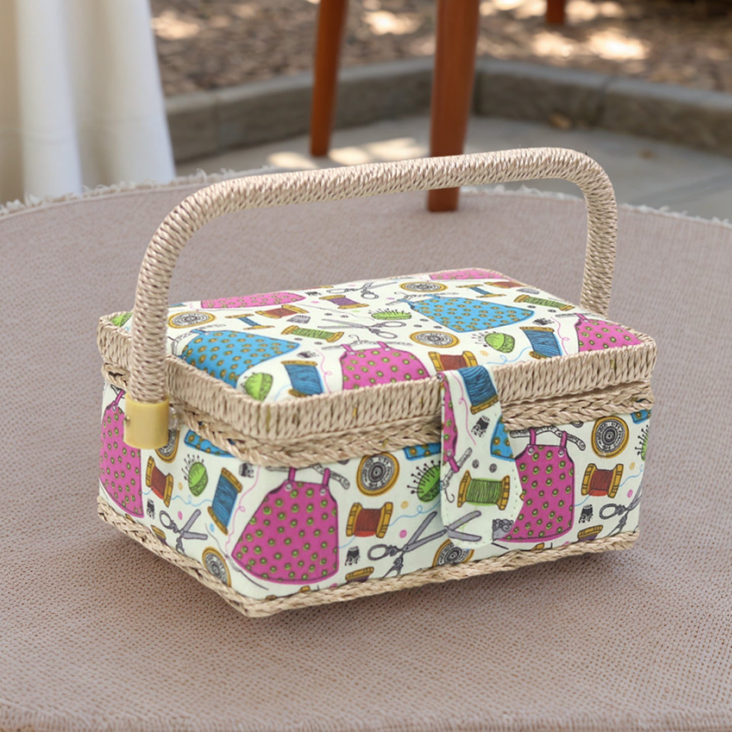 Wooden Sewing Kit Storage Box with Handle Sewing Kit Carrying Organizer with Removable Tray Large Capacity for Sew Mending Beginner Professional Gift (green needlework)