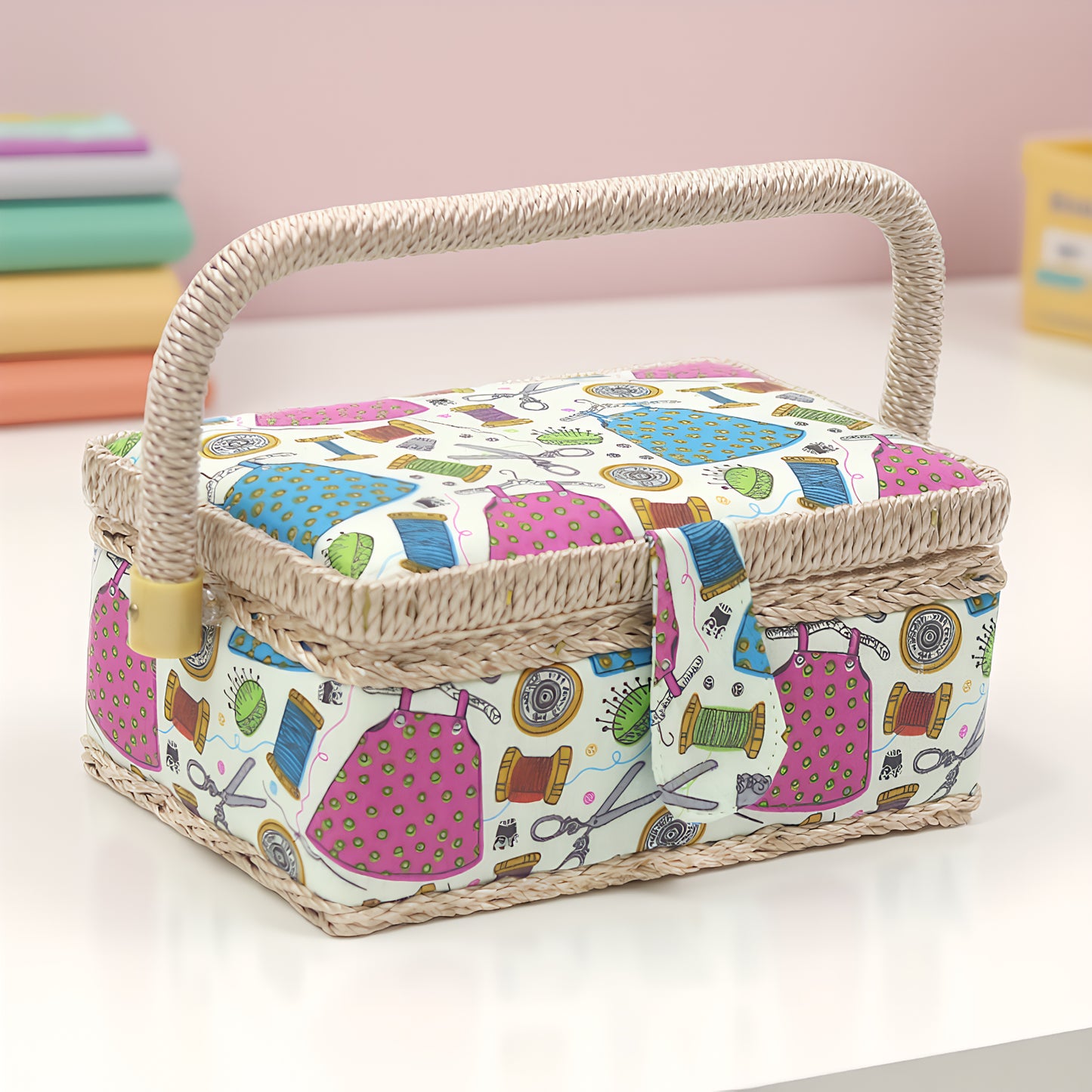 Wooden Sewing Kit Storage Box with Handle Sewing Kit Carrying Organizer with Removable Tray Large Capacity for Sew Mending Beginner Professional Gift (green needlework)