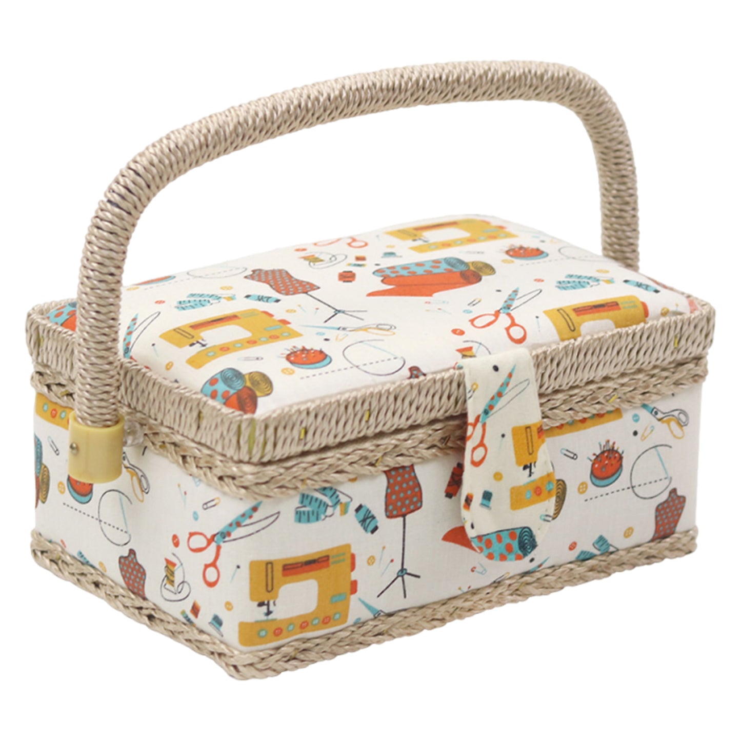 Wooden Sewing Kit Storage Box with Handle Sewing Kit Carrying Organizer with Removable Tray Large Capacity for Sew Mending Beginner Professional Gift (Orange sewing basket)