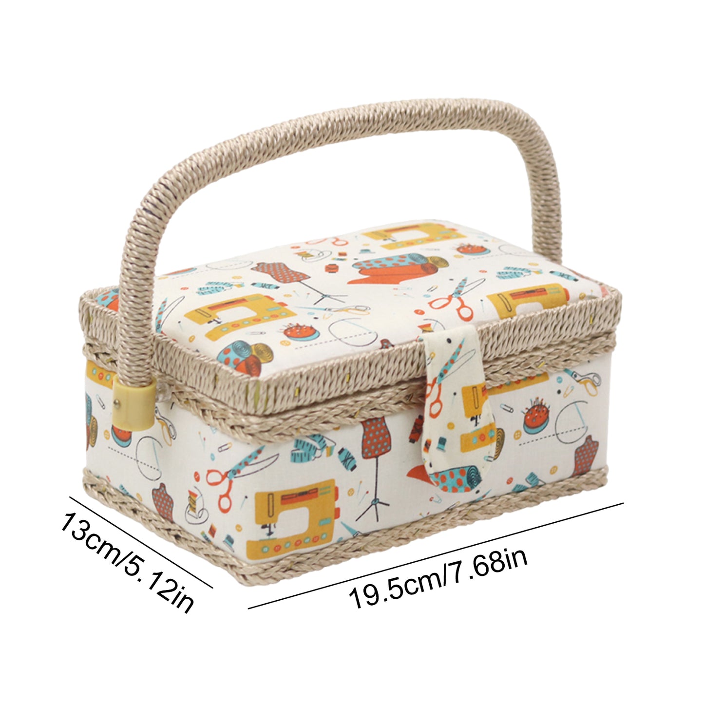 Wooden Sewing Kit Storage Box with Handle Sewing Kit Carrying Organizer with Removable Tray Large Capacity for Sew Mending Beginner Professional Gift (Orange sewing basket)