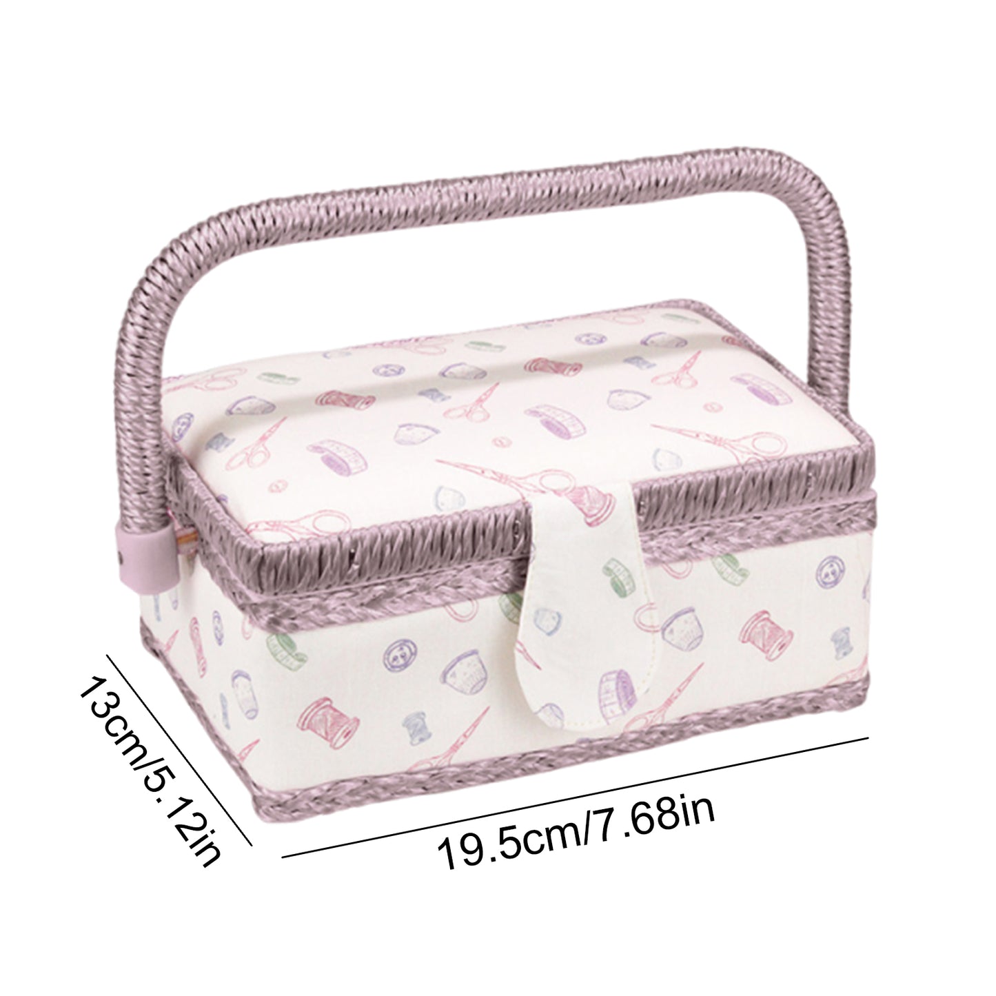 Wooden Sewing Kit Storage Box with Handle Sewing Kit Carrying Organizer with Removable Tray Large Capacity for Sew Mending Beginner Professional Gift (Purple needlework)