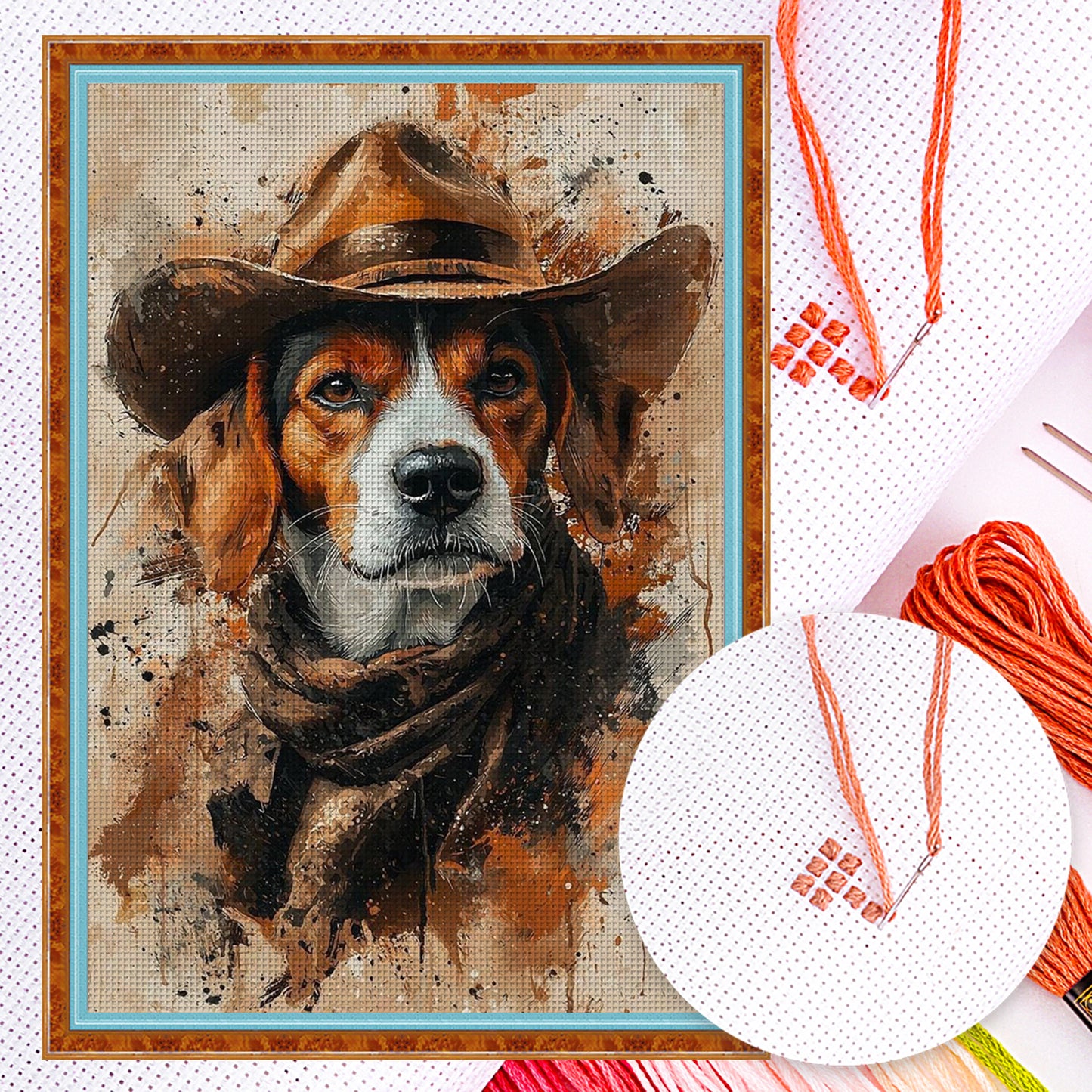 Cowboy Dog - Full 11CT Counted Cross Stitch 40x60CM - Yishu