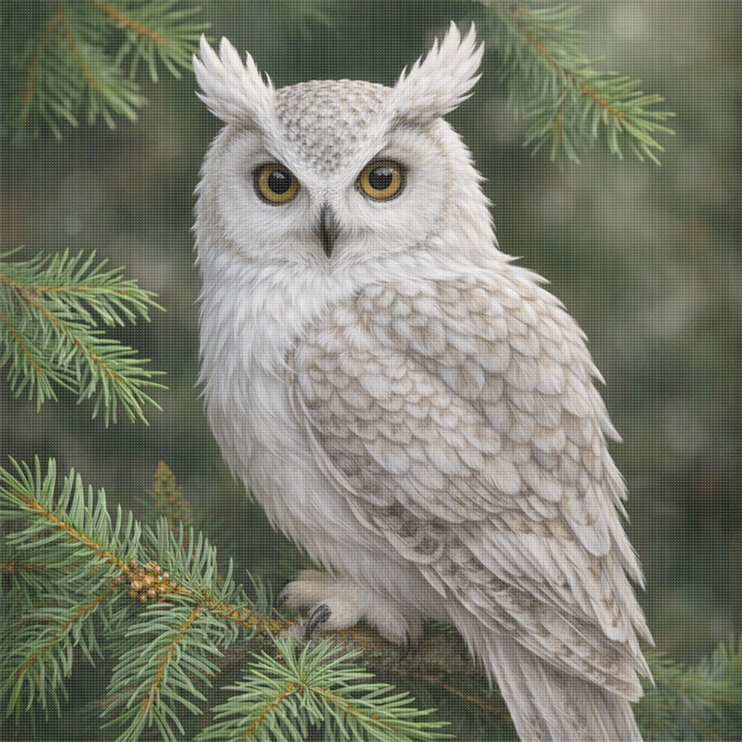 Owl - Full 11CT Stamped Cross Stitch 40x40CM - Yishu