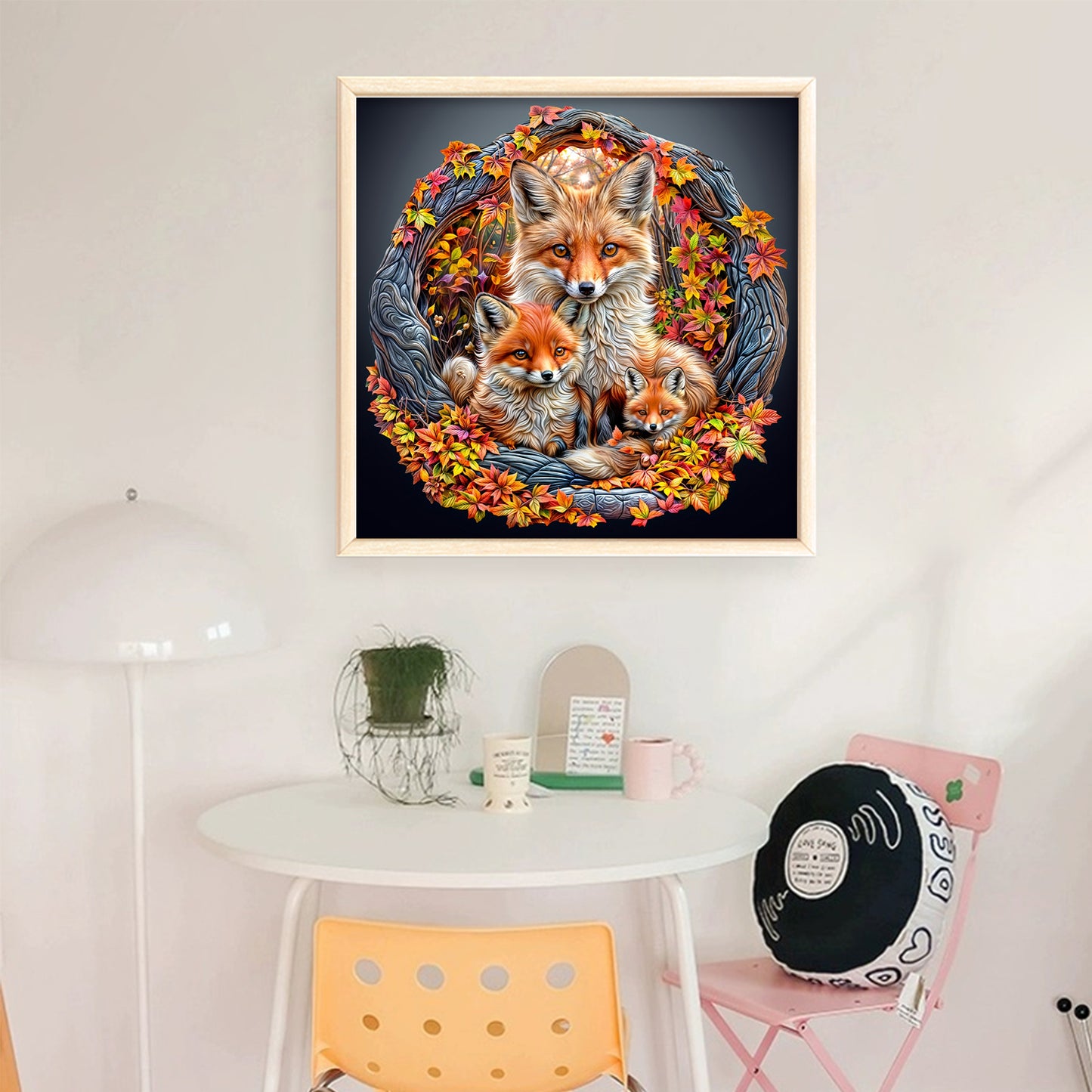 Fox Family - Full 11CT Stamped Cross Stitch 40x40CM - Yishu