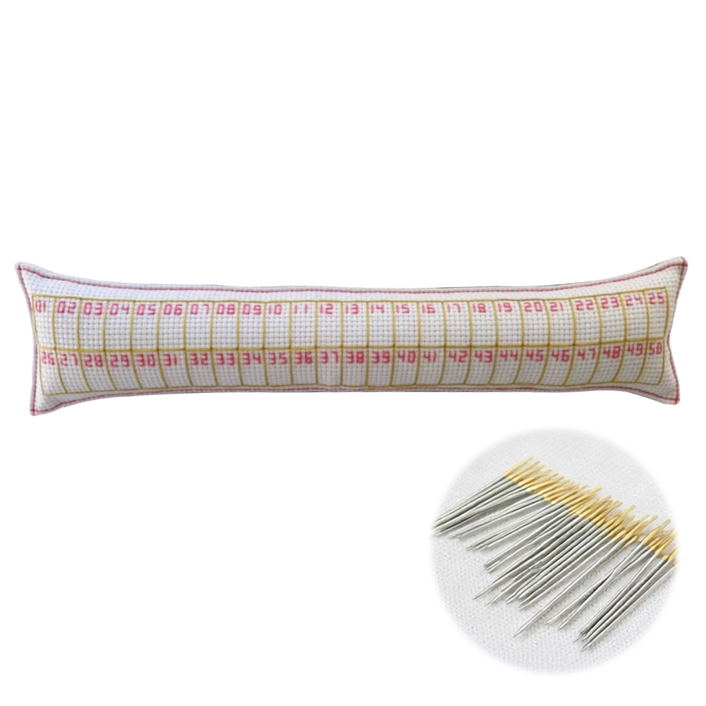 50 Positions Needle Sorting Pin Cushion 31x7CM Sewing Pin Holder Easy Identification for Quilting Embroidery Essentials Craft Supplies (Straight Line and Size 24 Needle)
