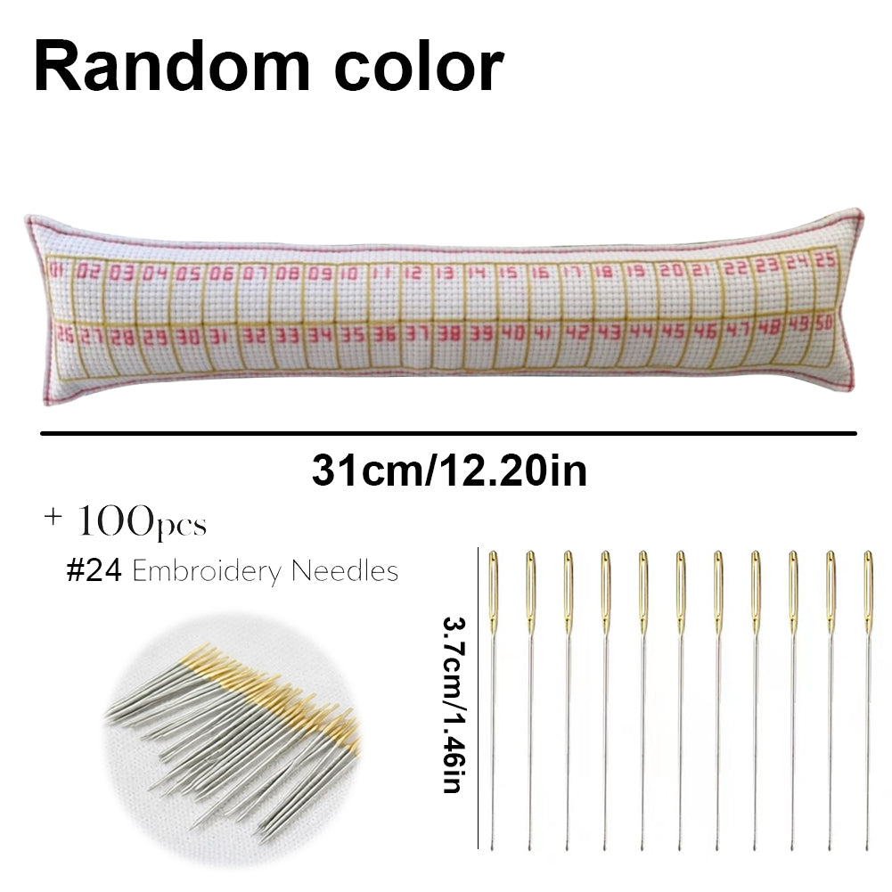 50 Positions Needle Sorting Pin Cushion 31x7CM Sewing Pin Holder Easy Identification for Quilting Embroidery Essentials Craft Supplies (Straight Line and Size 24 Needle)