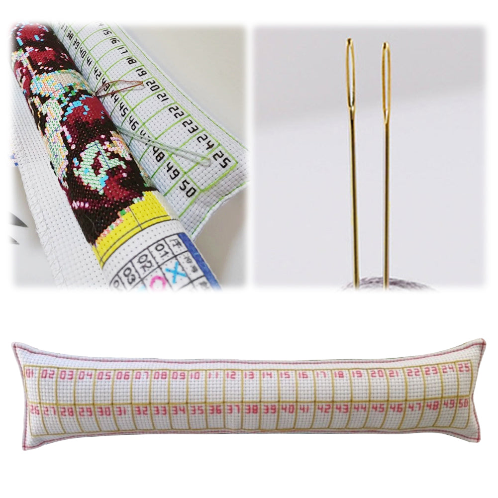 50 Positions Needle Sorting Pin Cushion 31x7CM Sewing Pin Holder Easy Identification for Quilting Embroidery Essentials Craft Supplies (Straight Line and Size 24 Needle)
