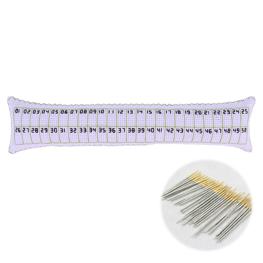 50 Positions Needle Sorting Pin Cushion 31x7CM Sewing Pin Holder Easy Identification for Quilting Embroidery Essentials Craft Supplies (Wavy Lines and Size 24 Needle)