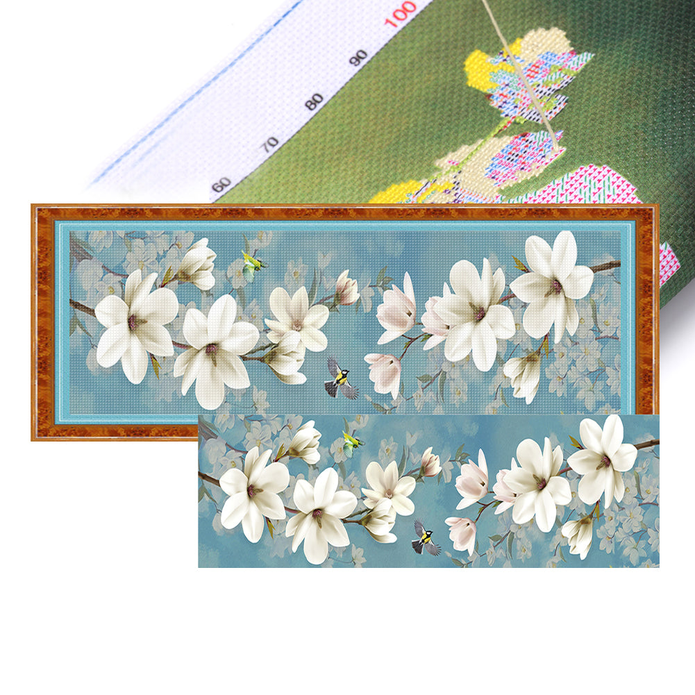 Magnolia And Birds - Full 11CT Stamped Cross Stitch 120x39CM - Mona Lisa