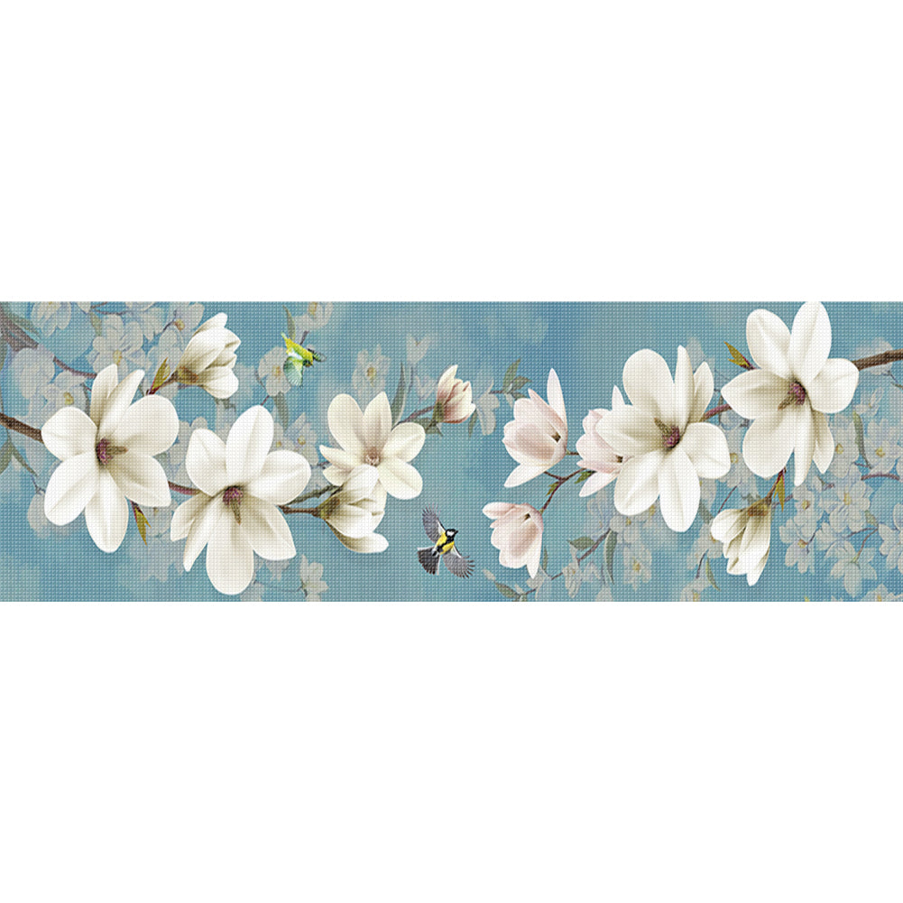 Magnolia And Birds - Full 11CT Stamped Cross Stitch 120x39CM - Mona Lisa