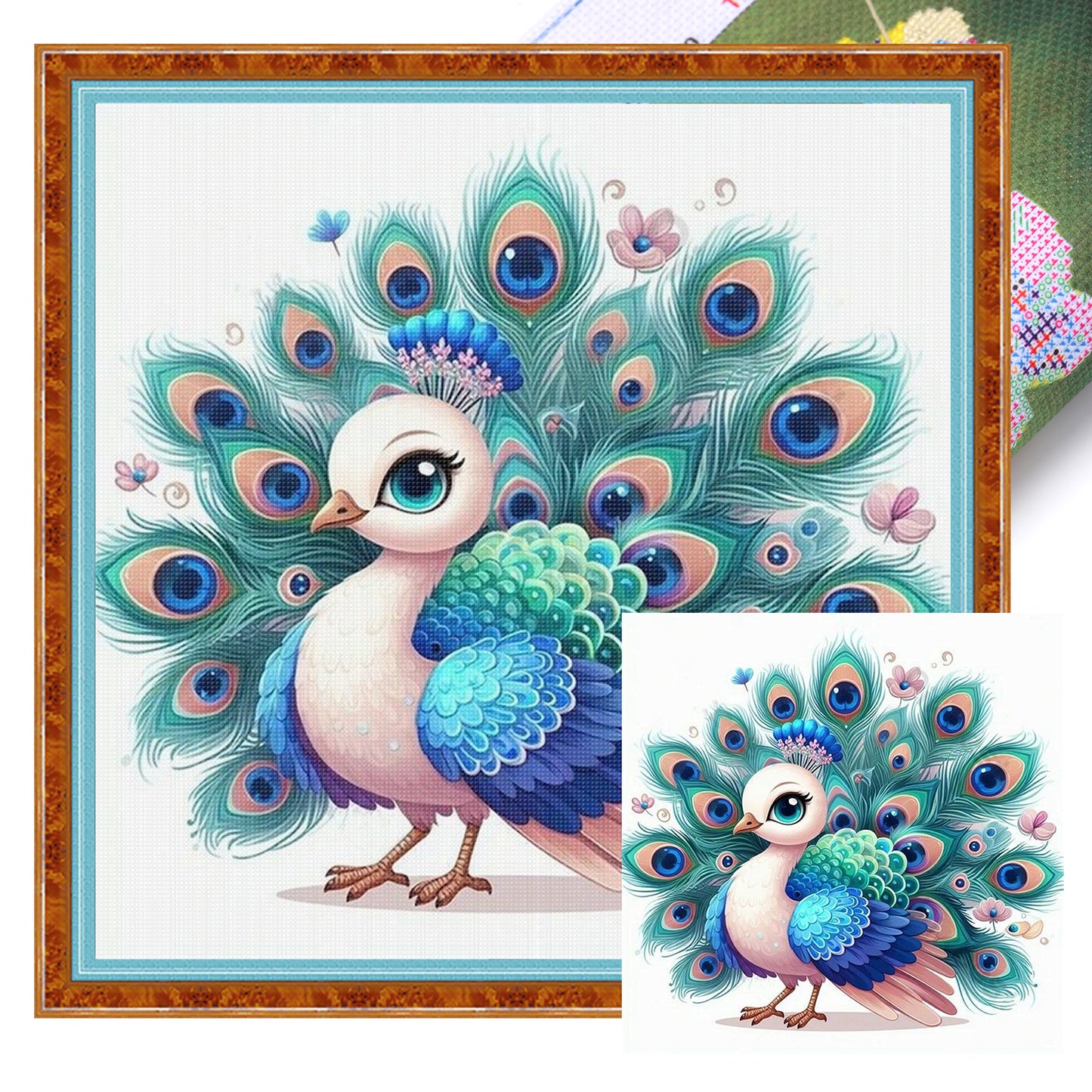 Lovely Peacock - Full 18CT Stamped Cross Stitch 20x20CM - Huacan