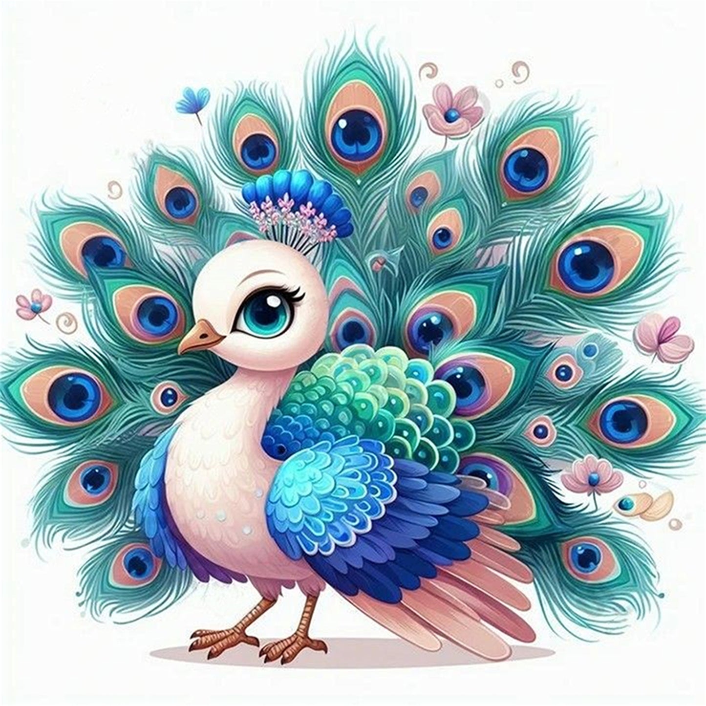 Lovely Peacock - Full 18CT Stamped Cross Stitch 20x20CM - Huacan