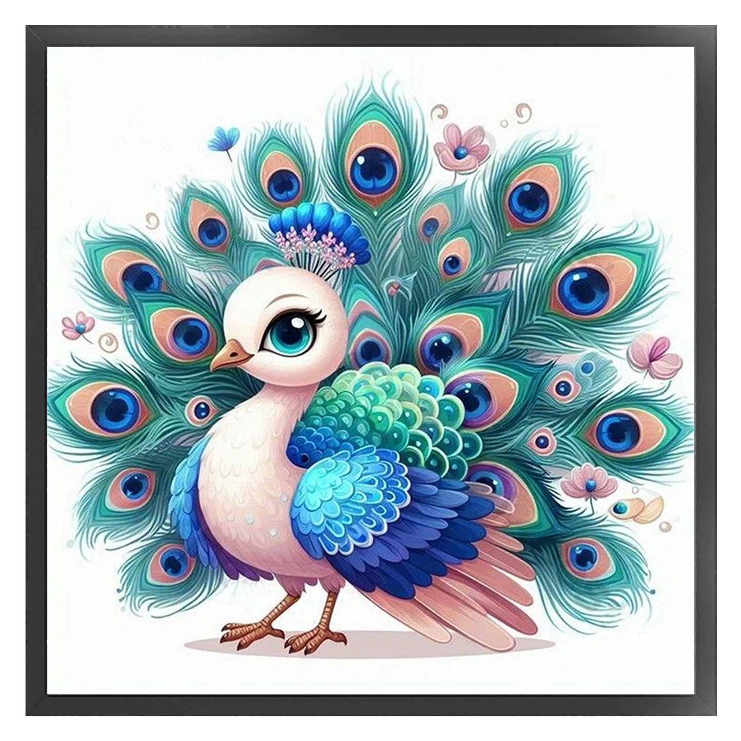 Lovely Peacock - Full 18CT Stamped Cross Stitch 20x20CM - Huacan
