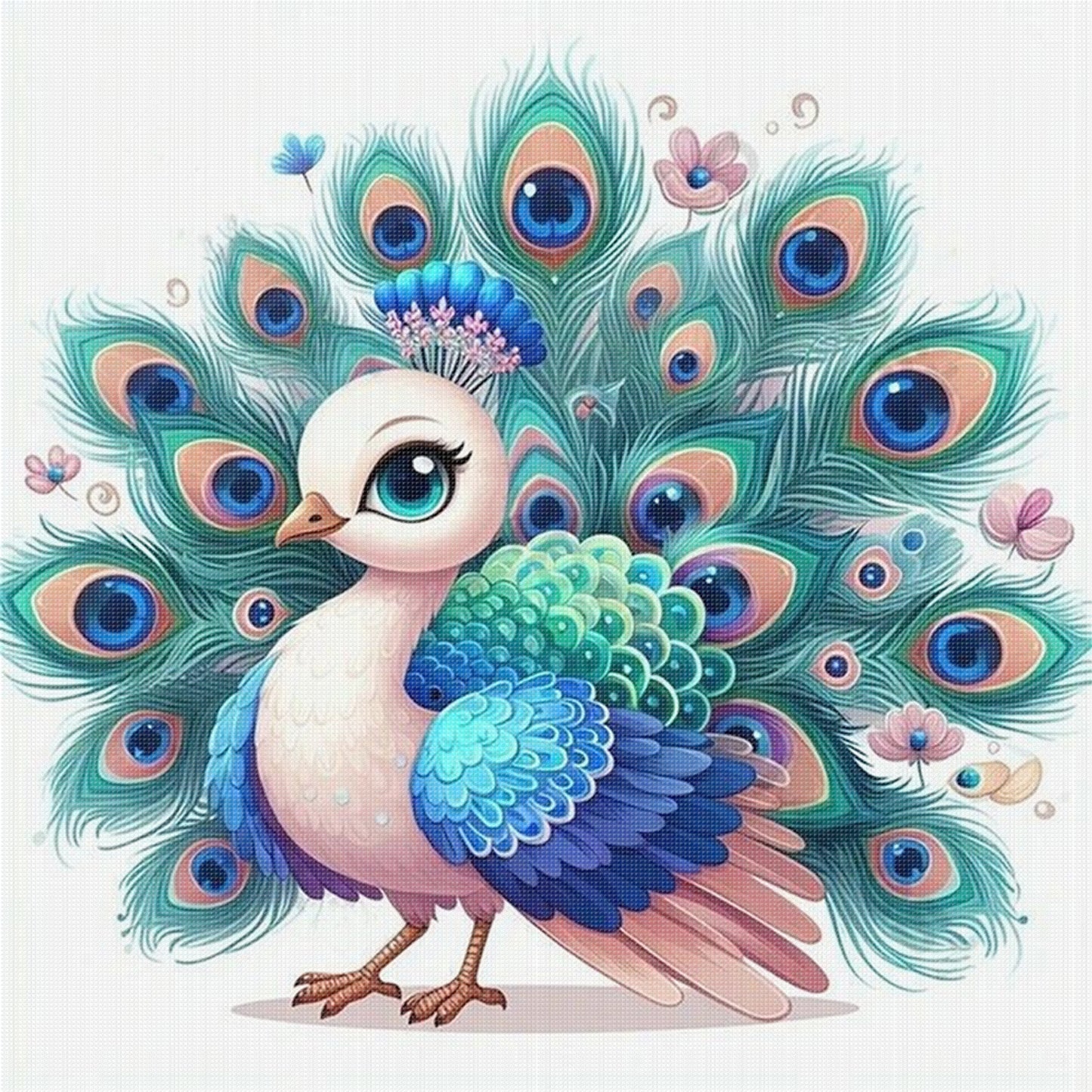 Lovely Peacock - Full 18CT Stamped Cross Stitch 20x20CM - Huacan