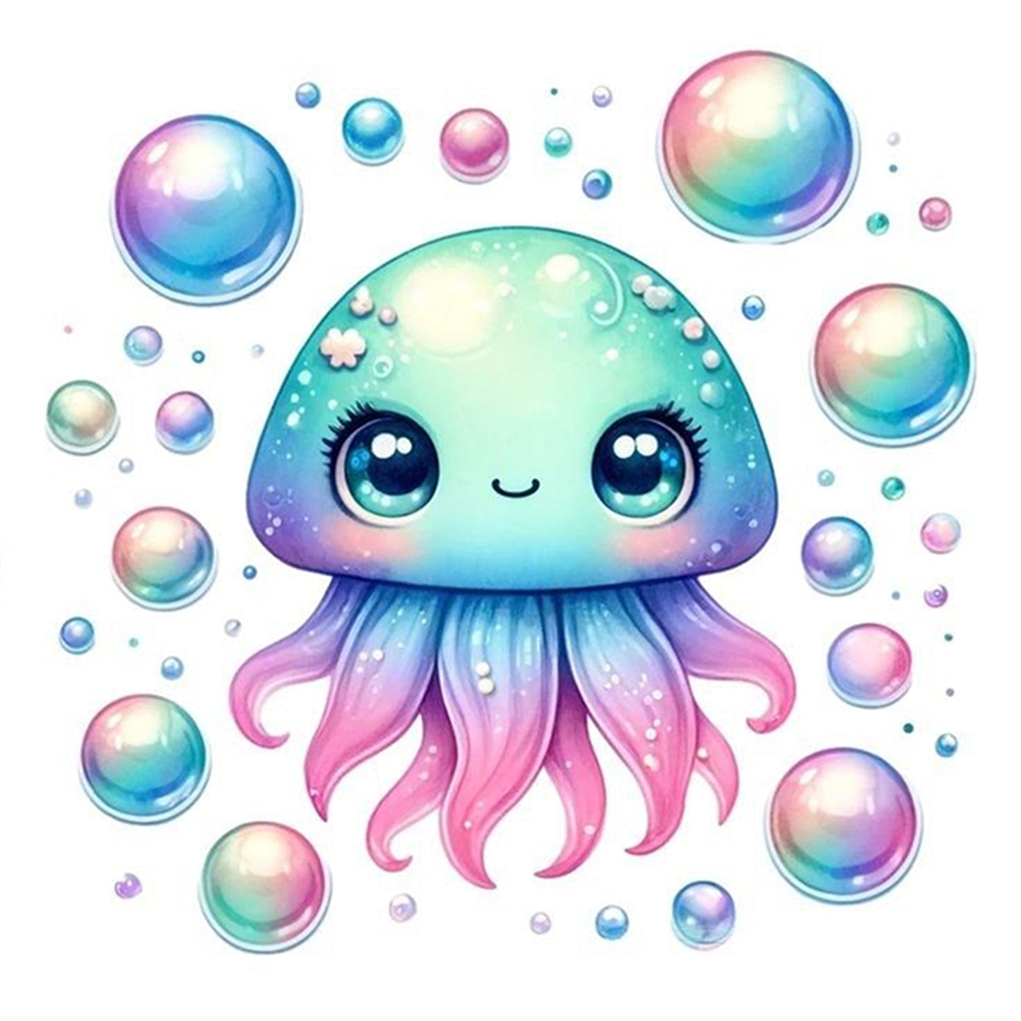 Sweet Jellyfish - Full 18CT Stamped Cross Stitch 20x20CM - Huacan